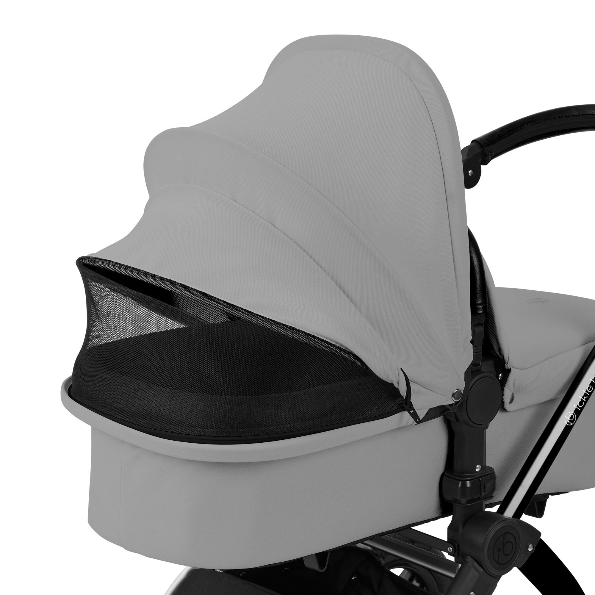 Ickle Bubba Stomp Luxe 12 Piece Travel System with Maxi-Cosi Cabriofix i-Size Car Seat & Isofix Base in Pearl Grey Travel Systems