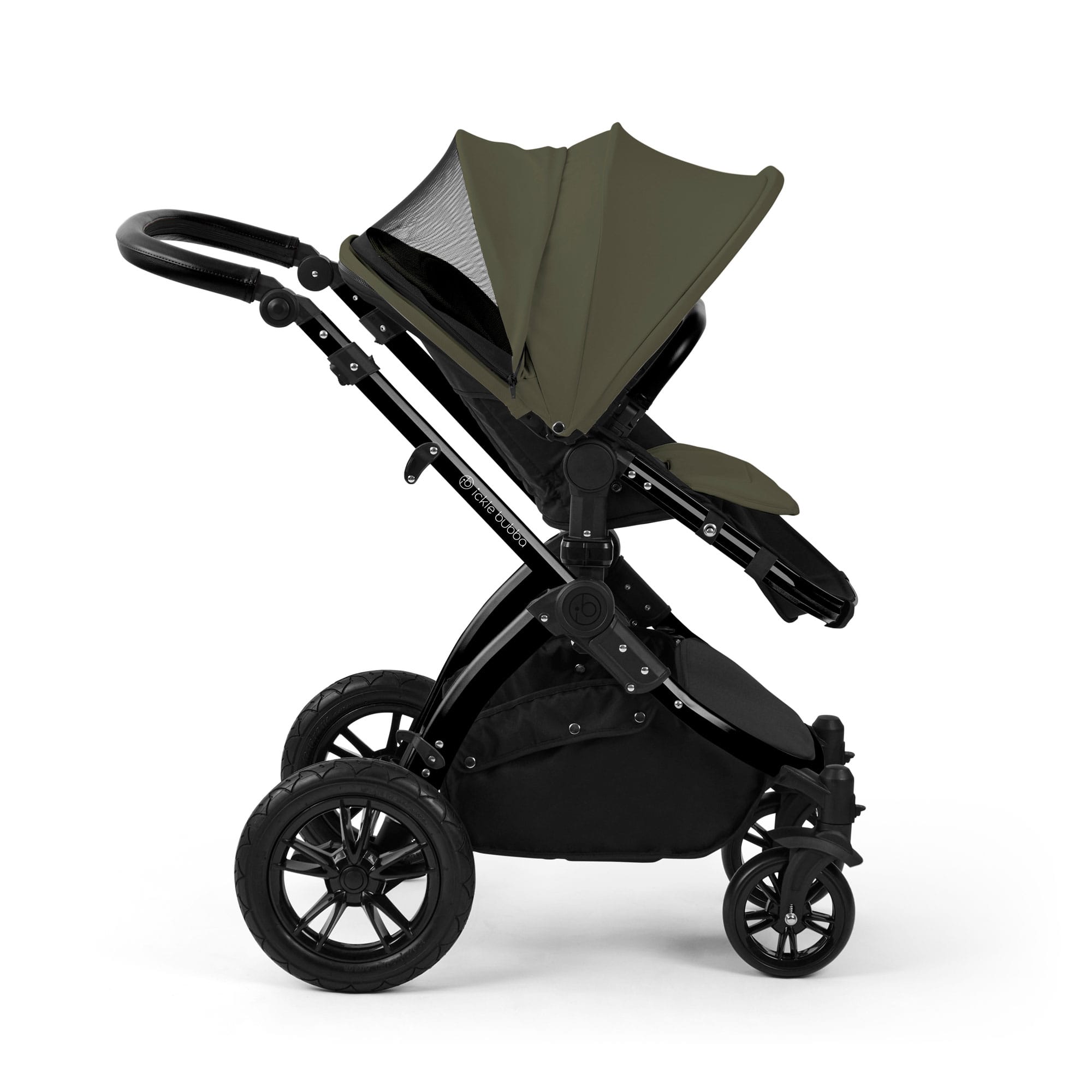 Ickle Bubba Stomp Luxe 12 Piece Travel System with Maxi-Cosi Cabriofix i-Size Car Seat & Isofix Base in Woodland Travel Systems