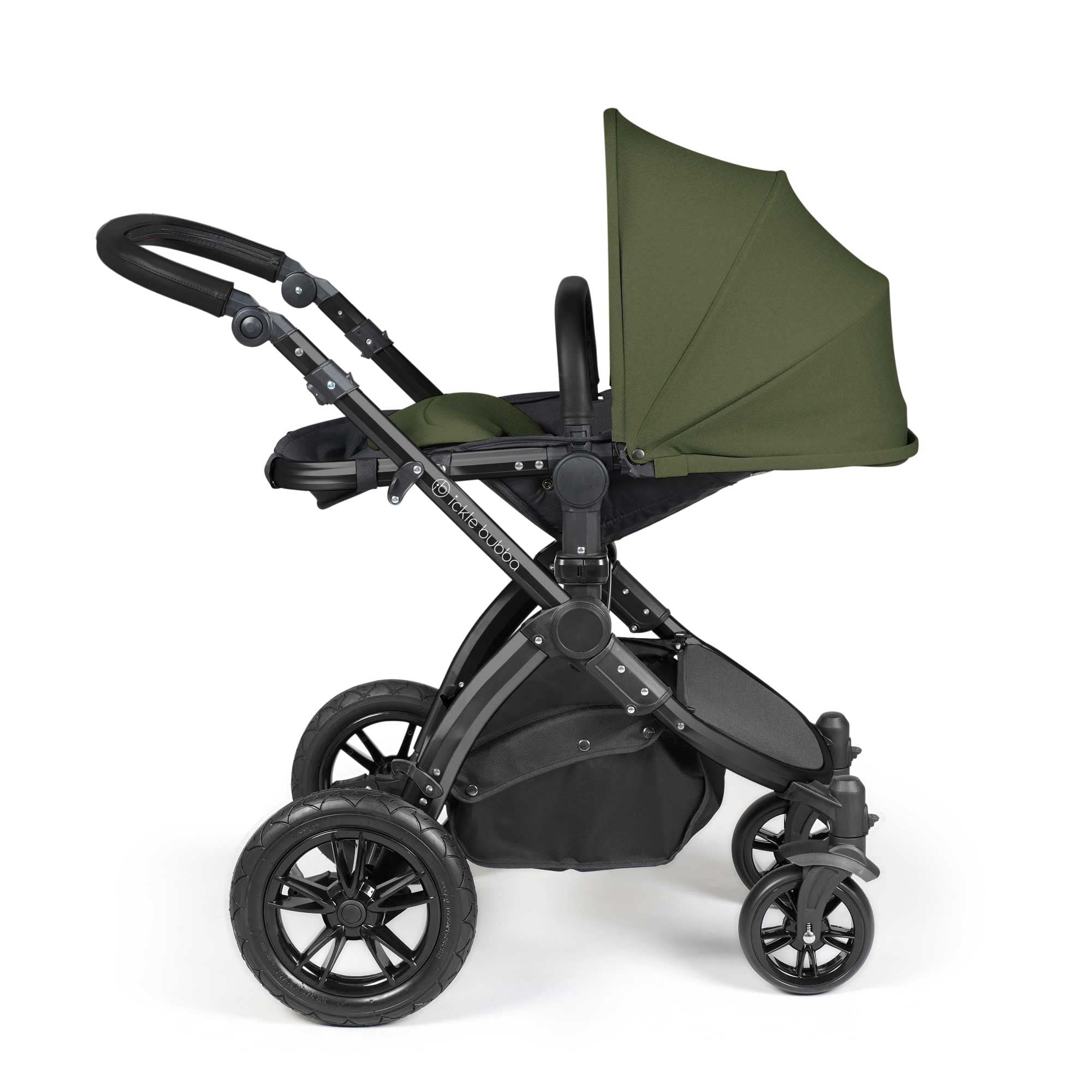 Ickle Bubba Stomp Luxe All-in-One Travel System with Isofix Base in Black/Woodland/Black Travel Systems 10-011-300-138 5056515026511