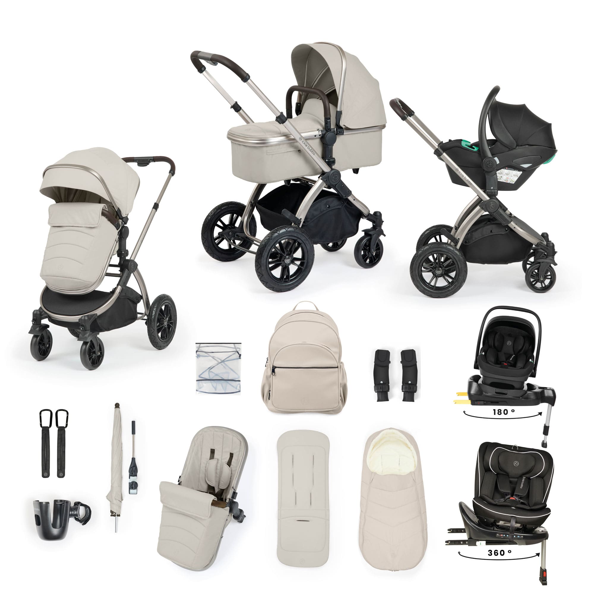 Ickle Bubba Stomp Luxe Elements Edition 16 Piece Ultimate Travel System in Moonbeam Travel Systems 10-014-420-171 5056515038842