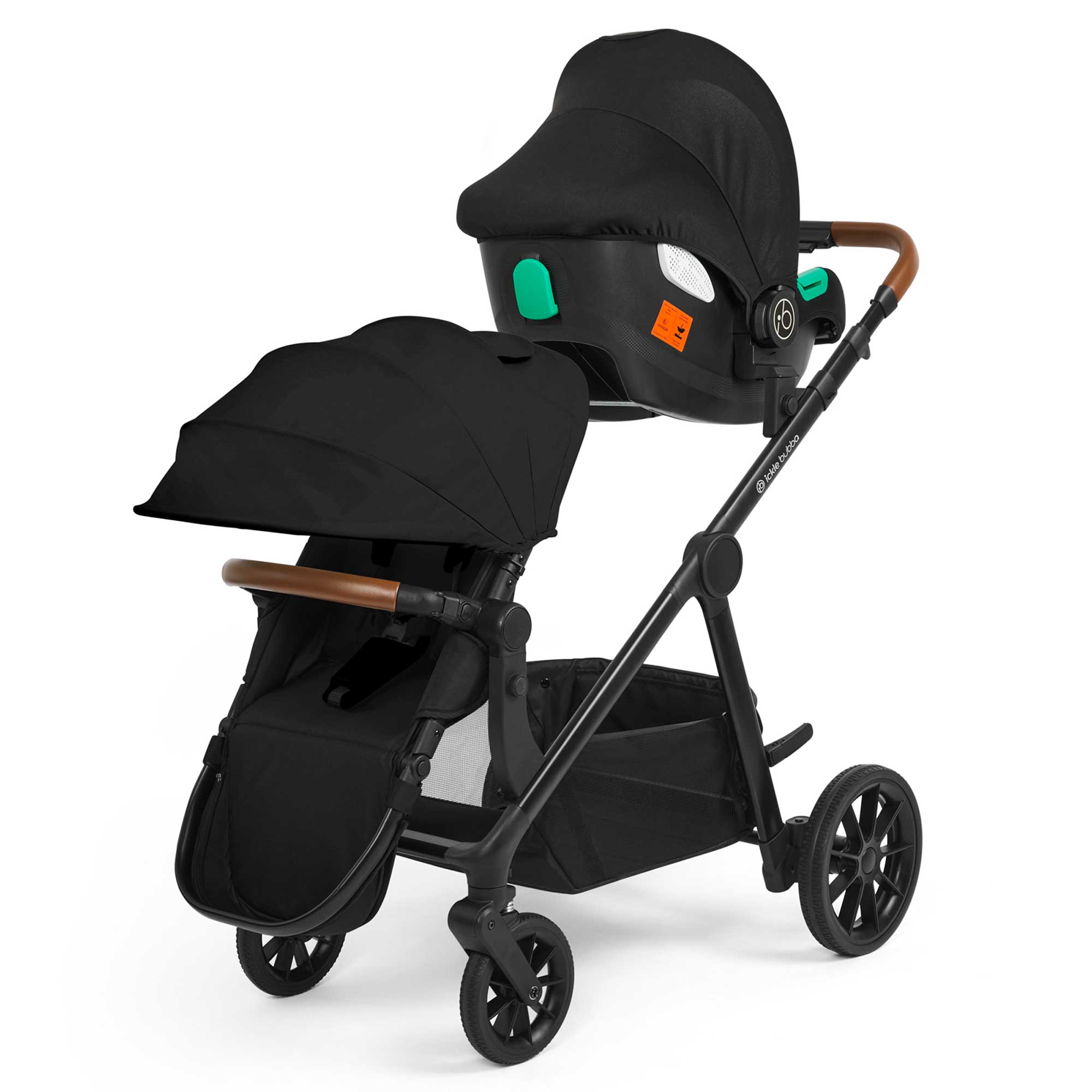 Ickle Bubba Virgo Growing Families Travel System in Black/Black/Tan Travel Systems 12-001-300-003 5056515034967