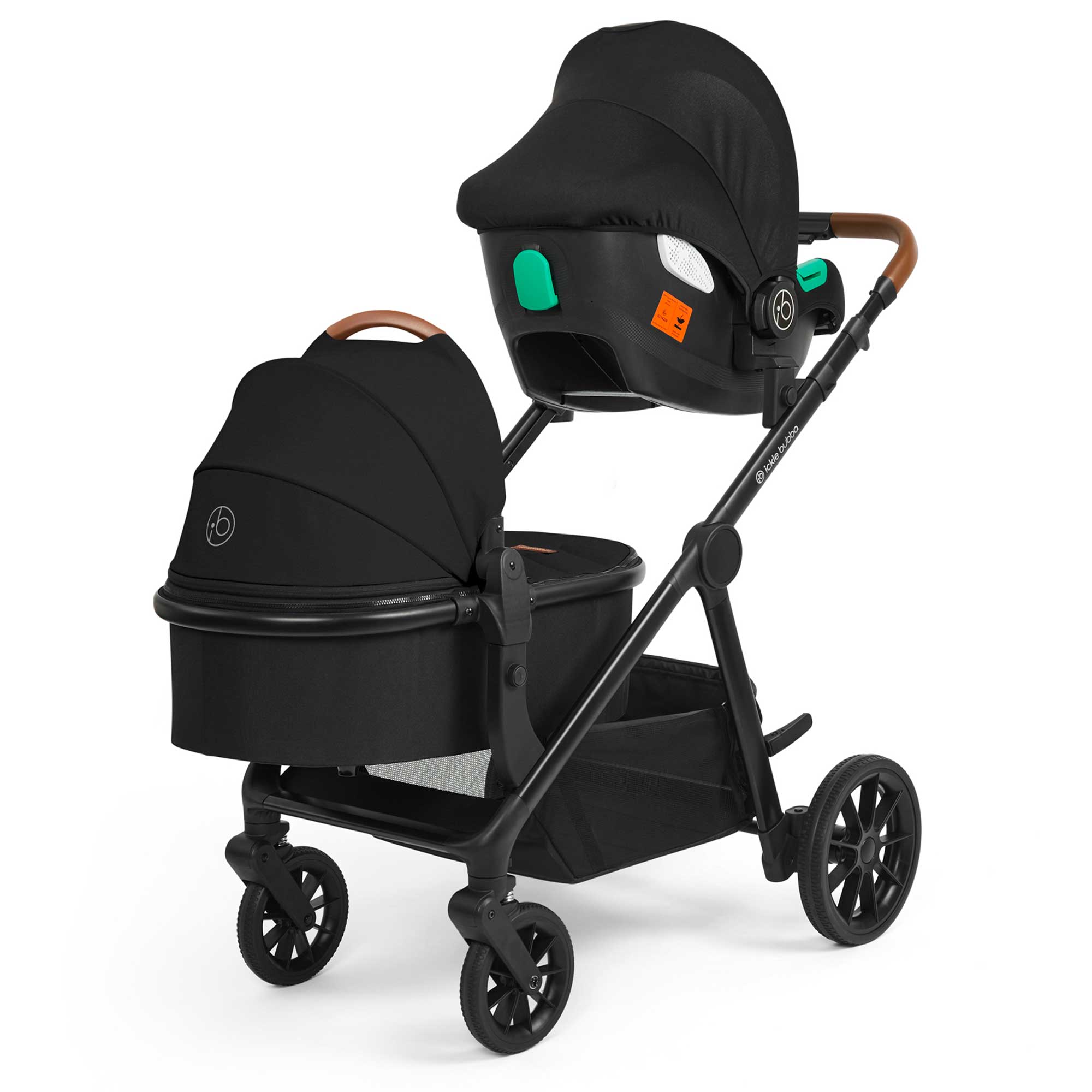 Ickle Bubba Virgo Growing Families Travel System in Black/Black/Tan Travel Systems 12-001-300-003 5056515034967