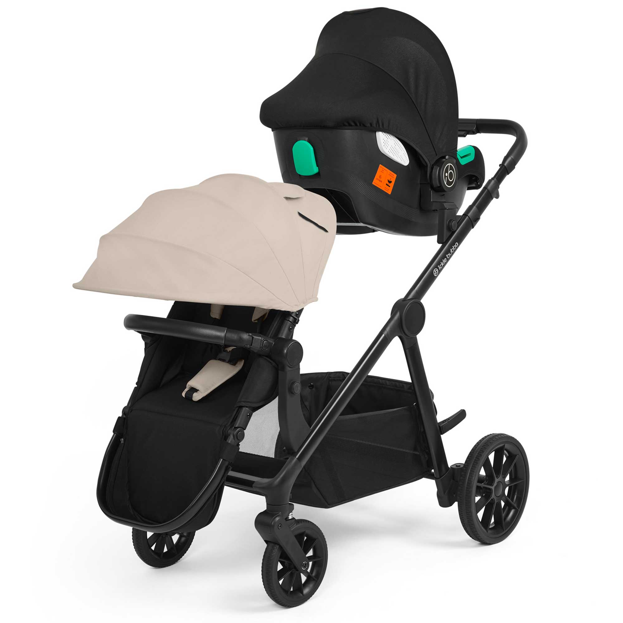 Ickle Bubba Virgo Growing Families Travel System in Black/Stone/Black Travel Systems 12-001-300-163 5056515034974