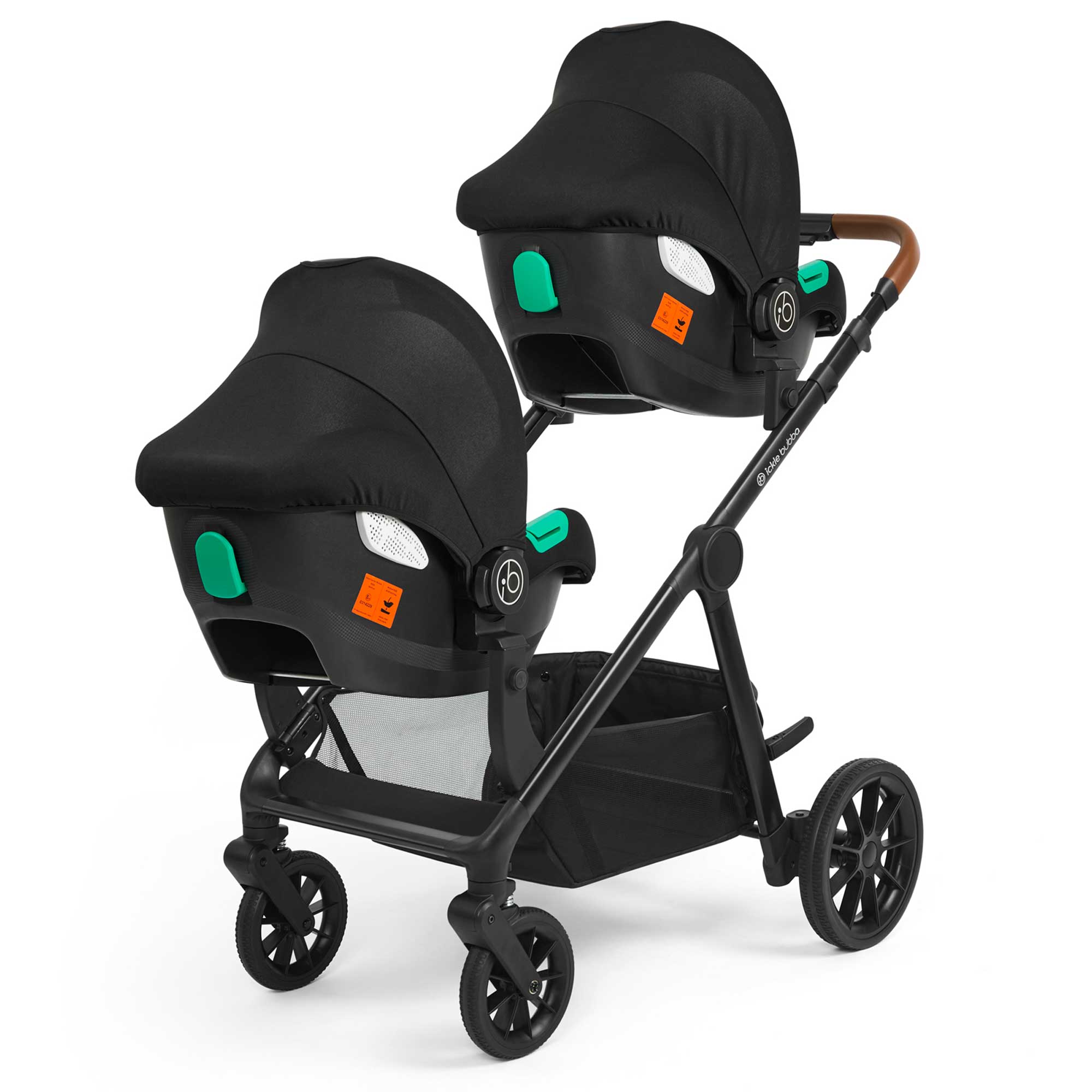 Ickle Bubba Virgo Twin Travel System in Black/Black/Tan Travel Systems 12-001-420-003 5056515034943