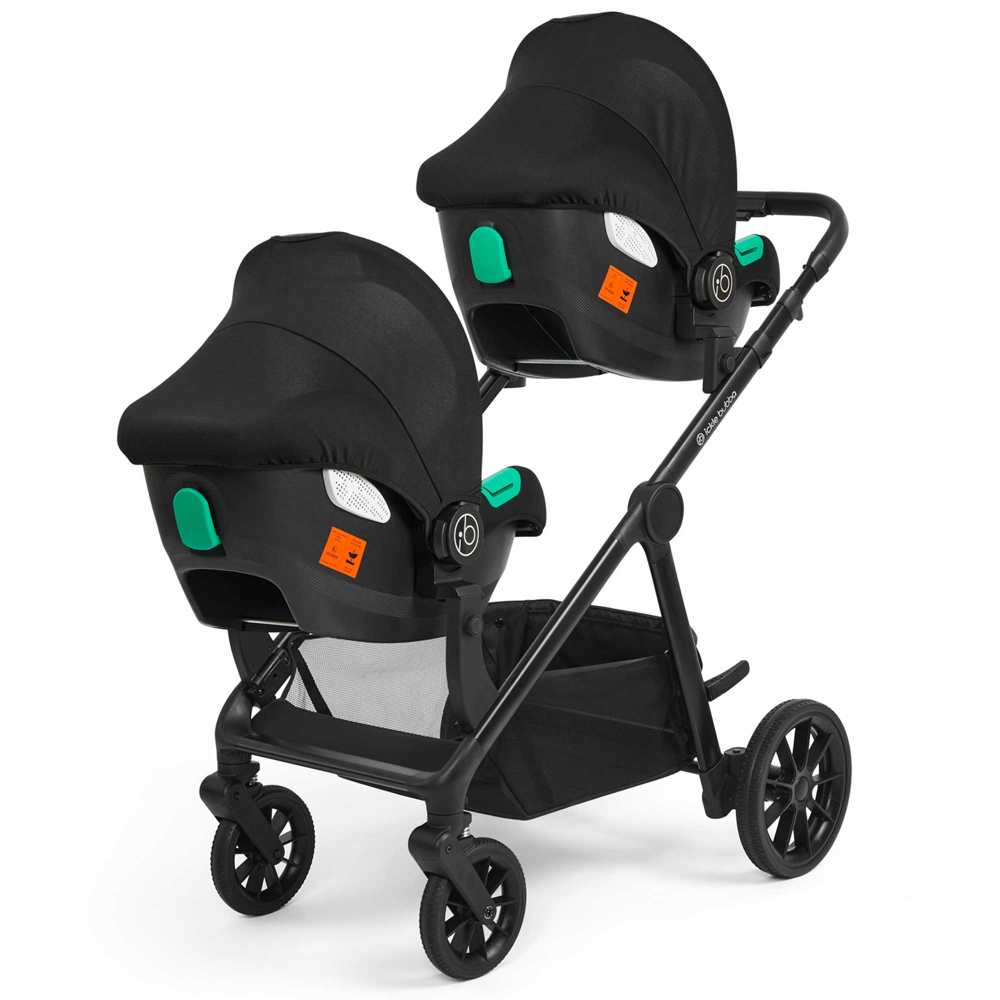 Ickle Bubba Virgo Twin Travel System in Black/Stone/Black Travel Systems 12-001-420-163 5056515034950