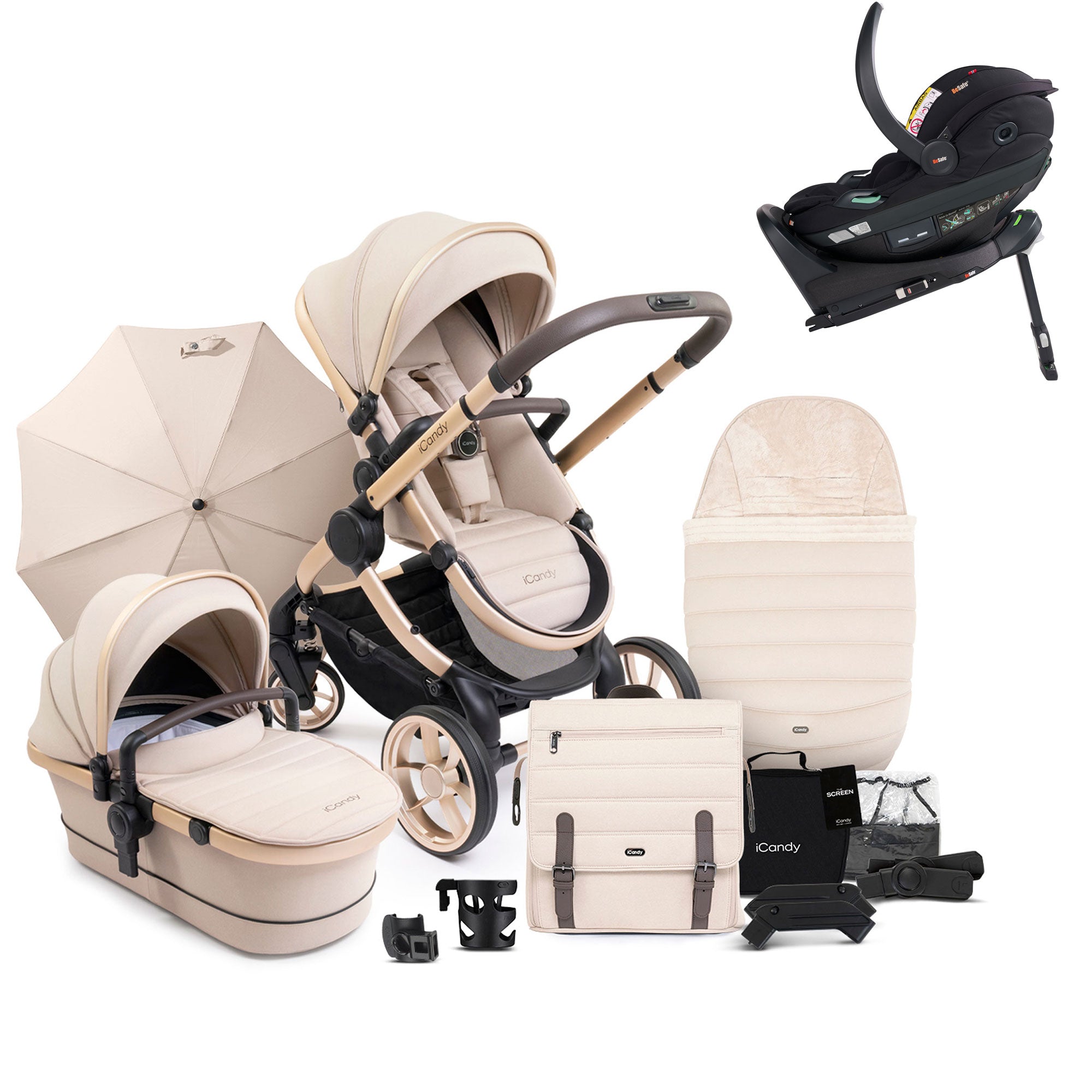 iCandy Peach 7 Complete Besafe Bundle in Biscotti