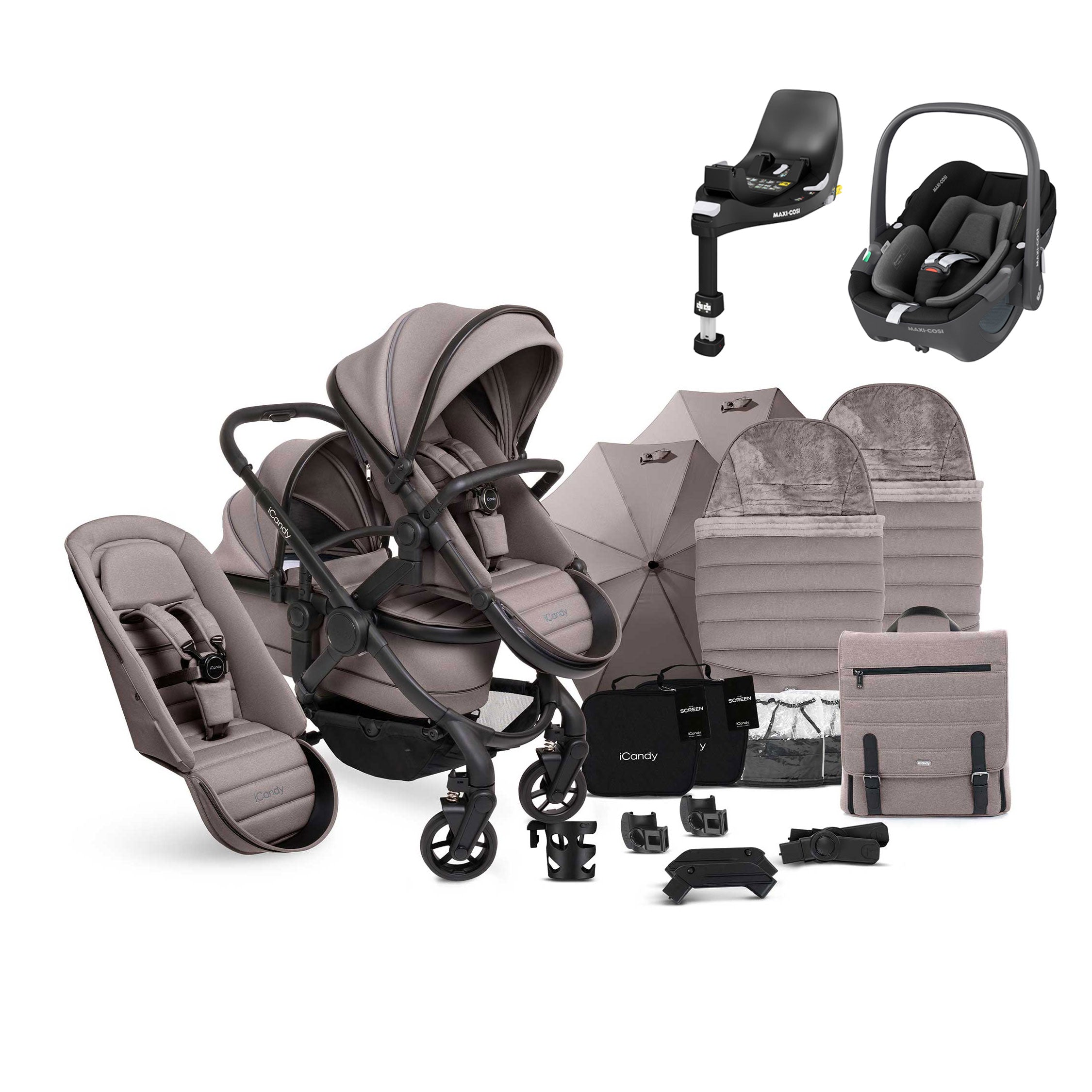 iCandy Peach 7 Double Complete Maxi-Cosi Travel System in Porcini