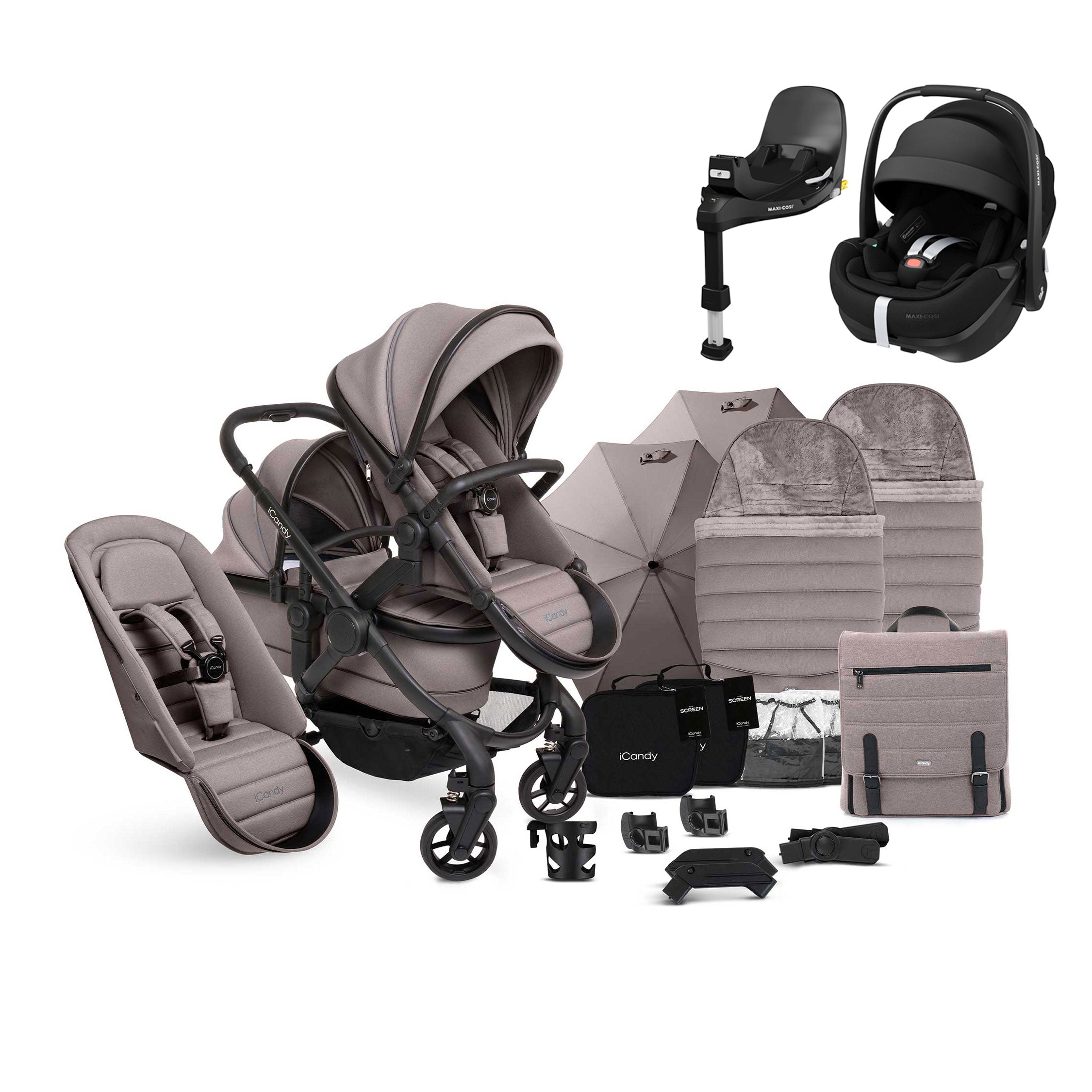 iCandy Peach 7 Double Complete Maxi-Cosi Travel System in Porcini
