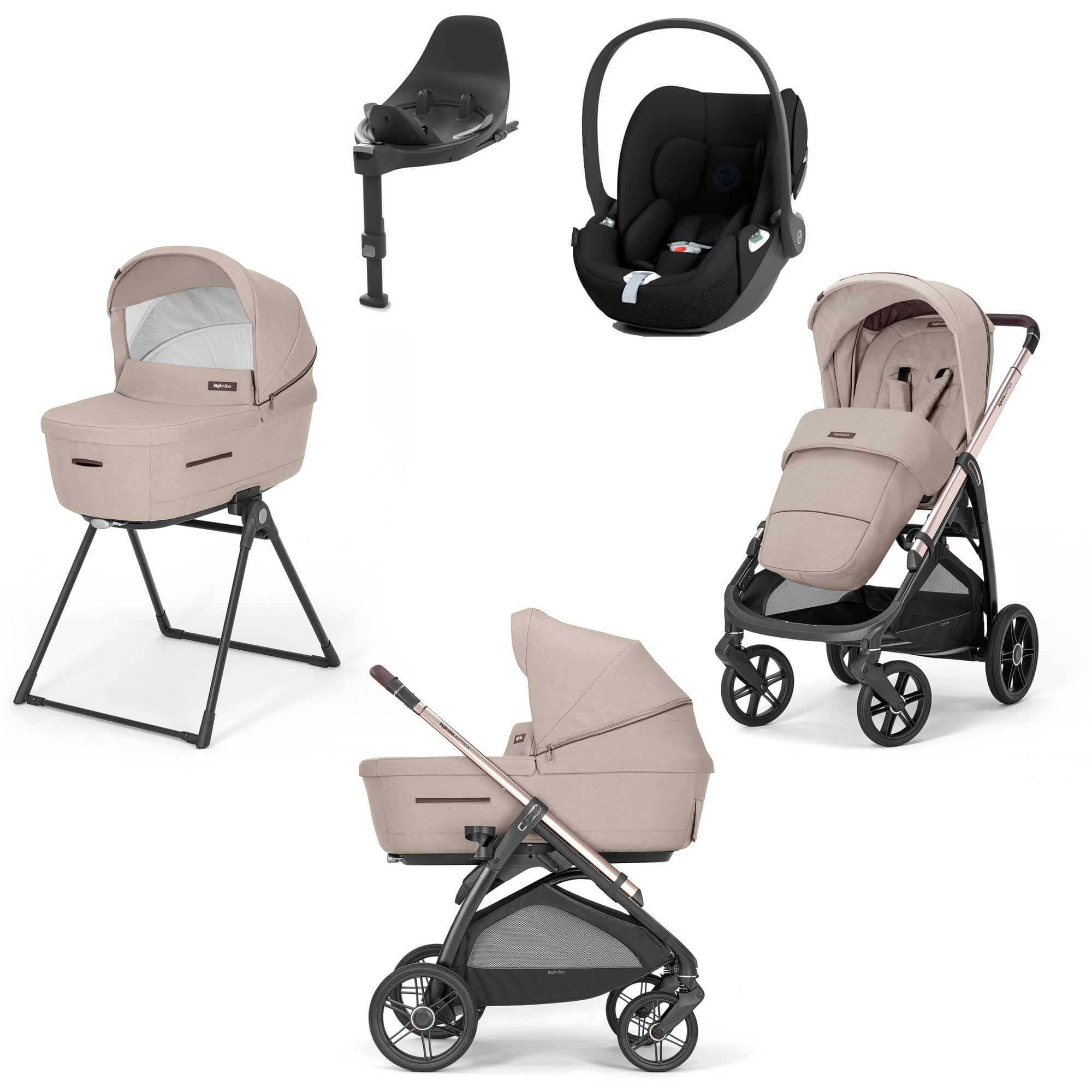 Inglesina Aptica Quattro Cybex Travel System in Pashmina Beige