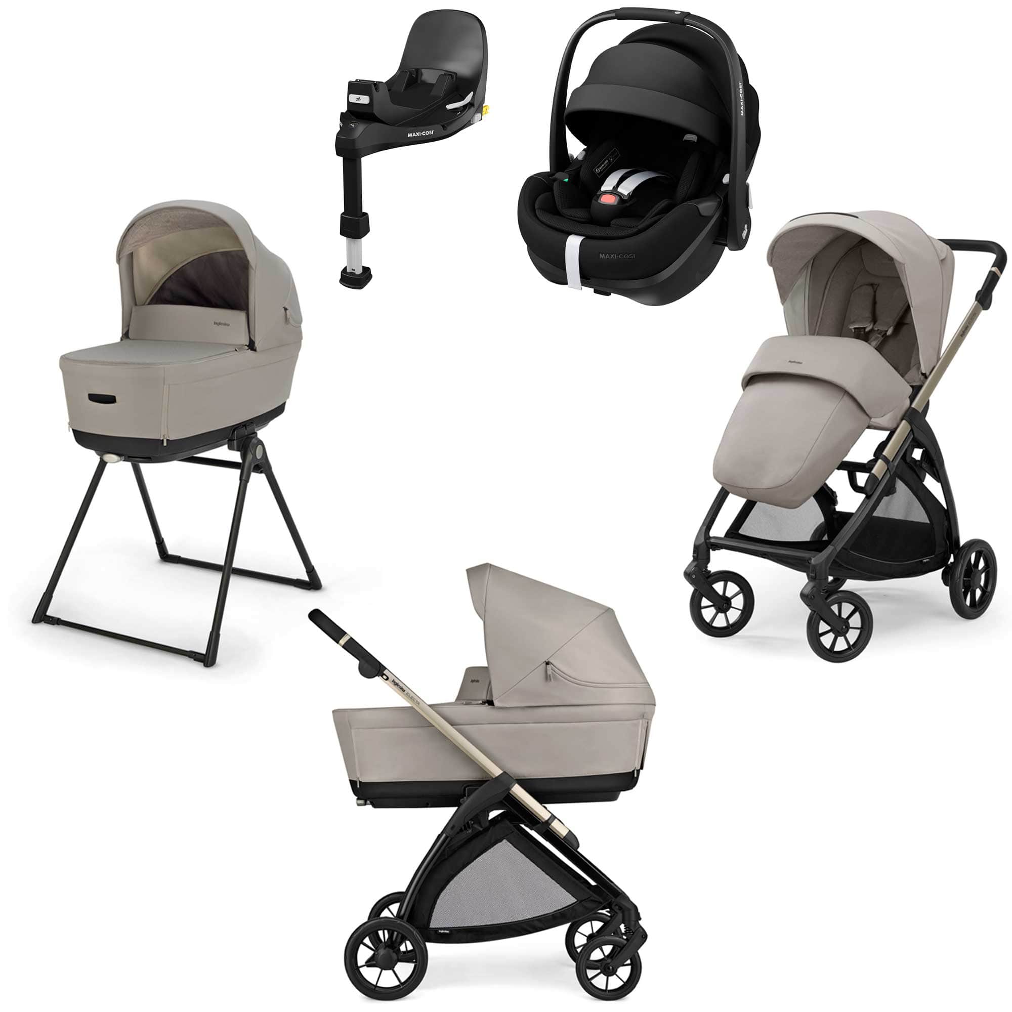 Inglesina Electa Quattro Maxi-Cosi Travel System in Battery Beige Travel Systems STR/ING/153971-1 5060971154305