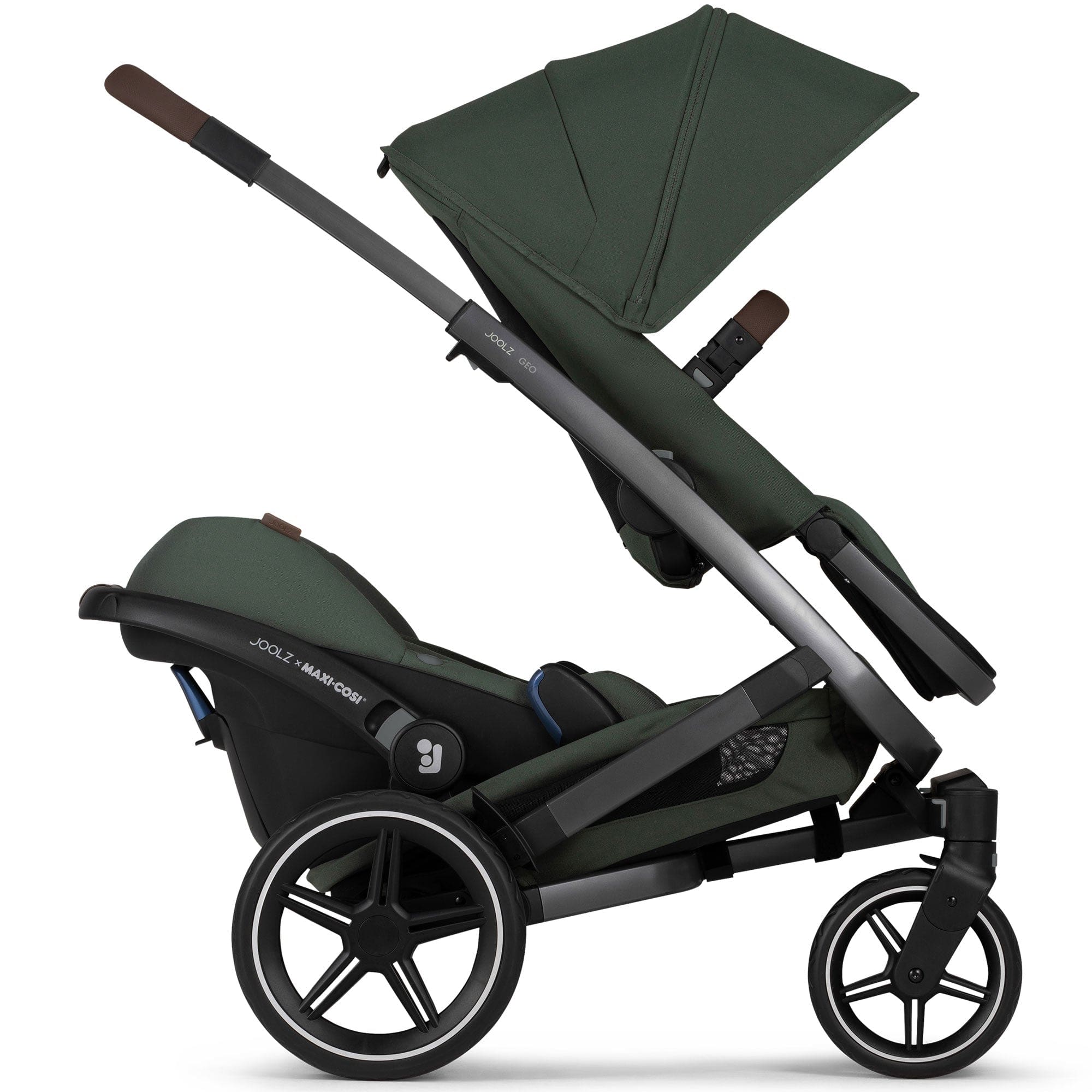 joolz twin stroller Joolz Geo3 Twin Set in Forest Green