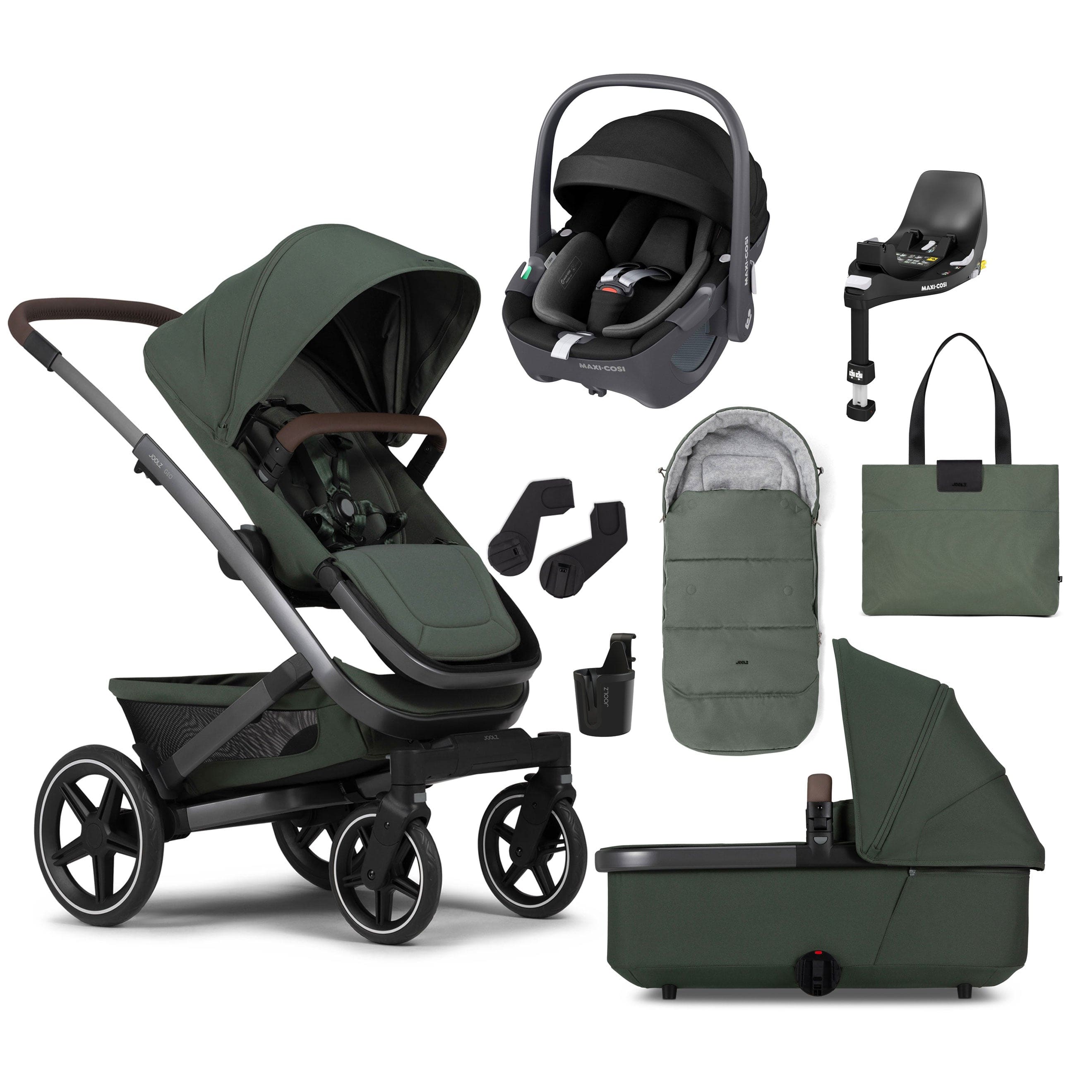 Joolz Geo3 Mono Ultimate Maxi-Cosi Bundle in Forest Green Travel Systems