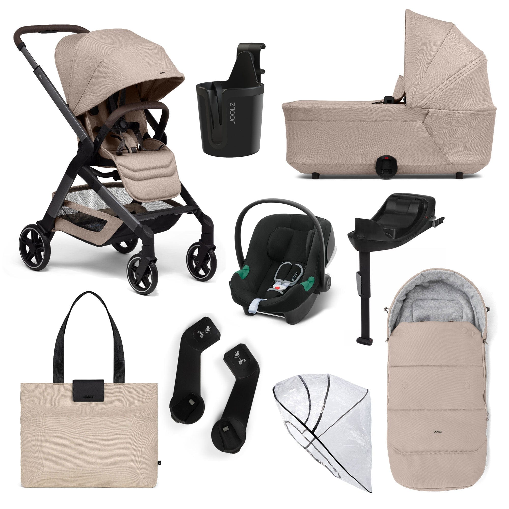 Joolz Hub2 8 Piece Cybex Pram Bundle - Sandy Taupe Travel Systems 17079-STP 8715688092507