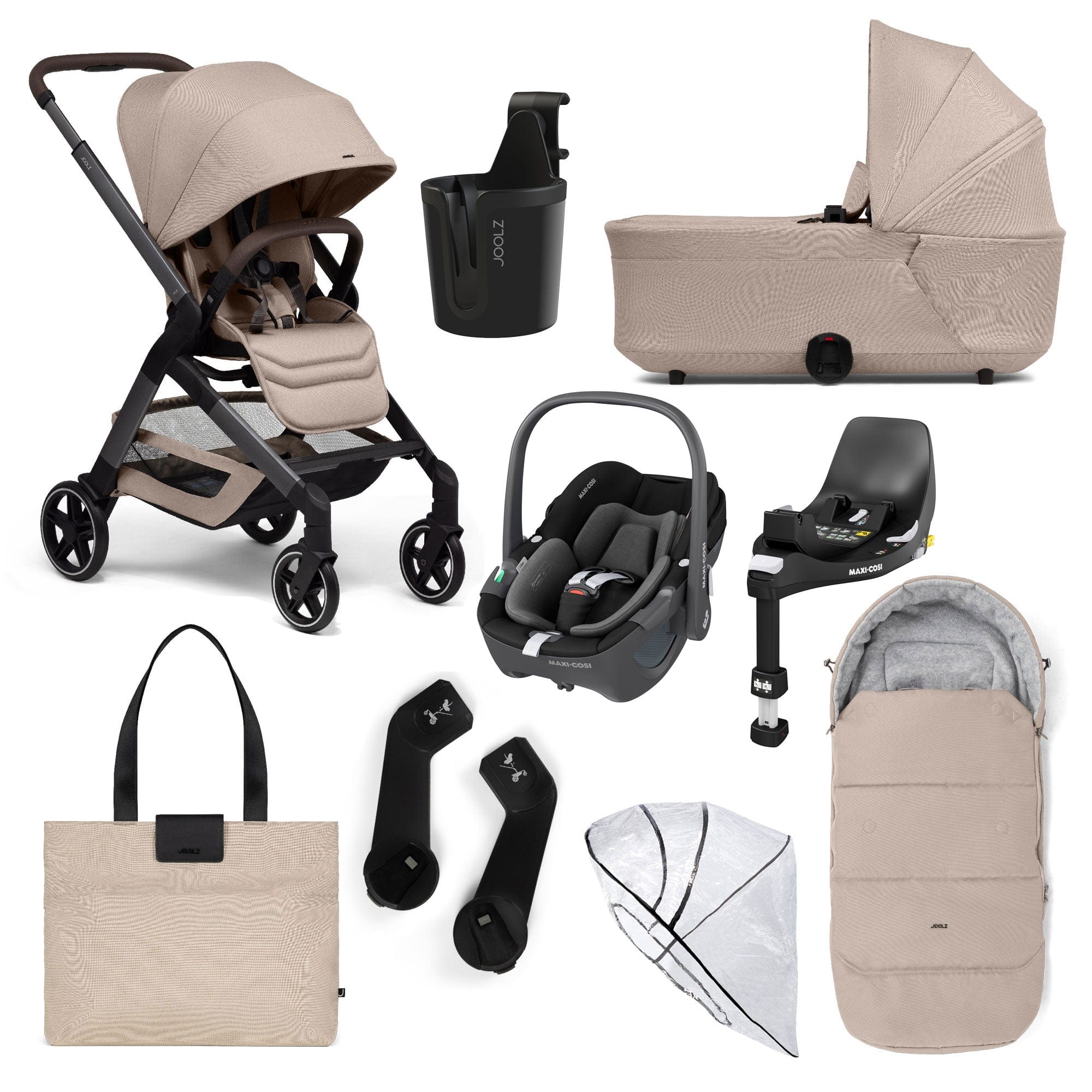 maxi cosi taupe Joolz Hub2 8 Piece Maxi-Cosi Pram Bundle