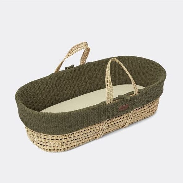 The Little Green Sheep Knitted Moses Basket and Rocking Stand Bundle in Juniper Moses Baskets & Stands FNBB010K 5060730246791