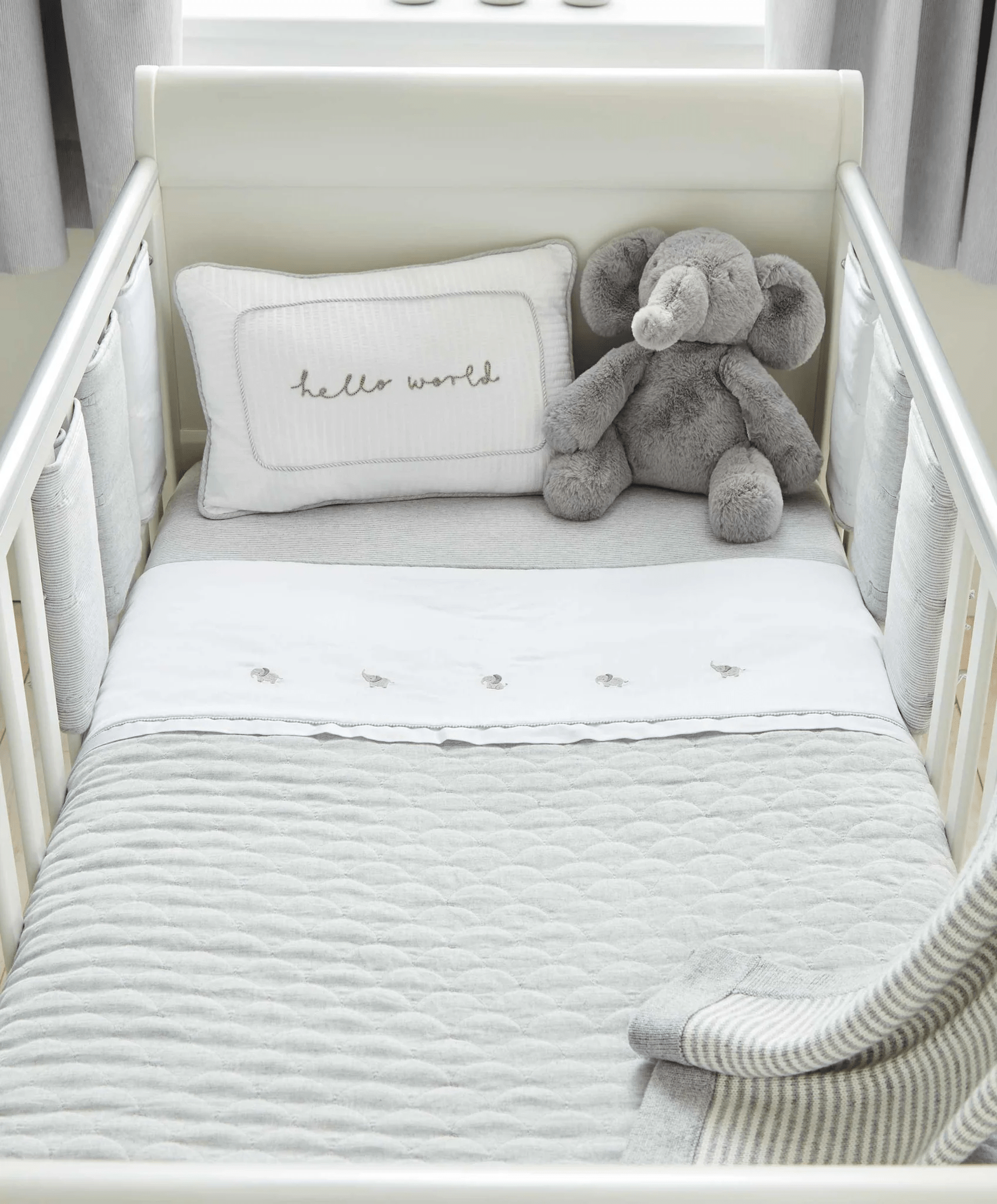 Mamas & Papas Welcome to the World Cotbed Quilt in Elephant Cot & Cot Bed Quilts 7041WW201 507232422655