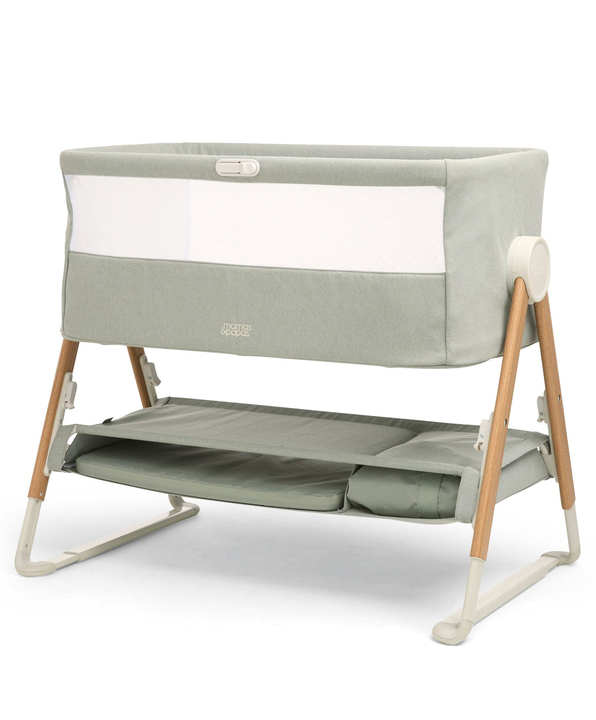 Mamas & Papas Lua Bedside Crib in Sage Cribs BCLUTG300 5063229273971