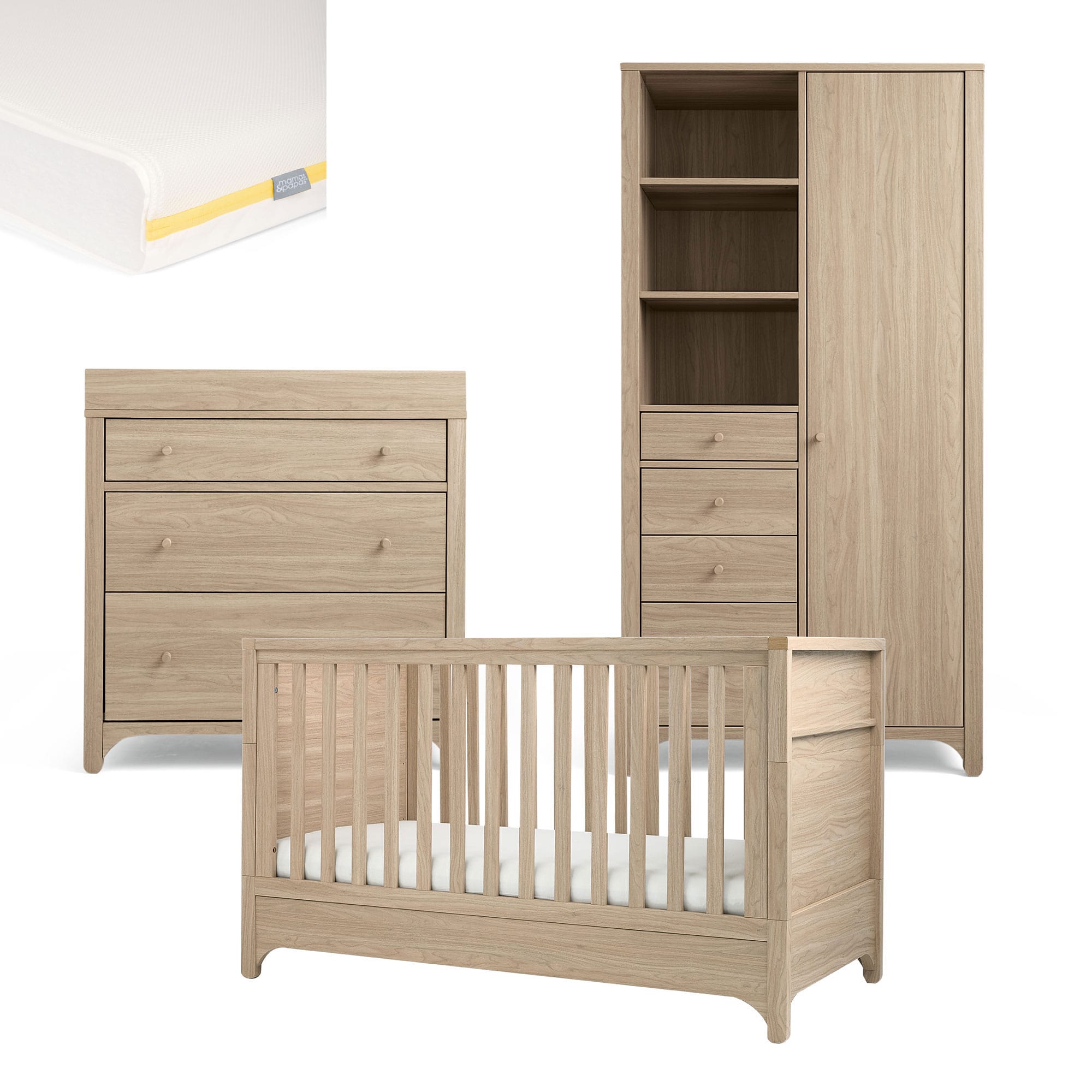 Mamas & Papas Barton 3 Piece Range in Natural Oak Nursery Room Sets RABTQ1400-01 5063229205866