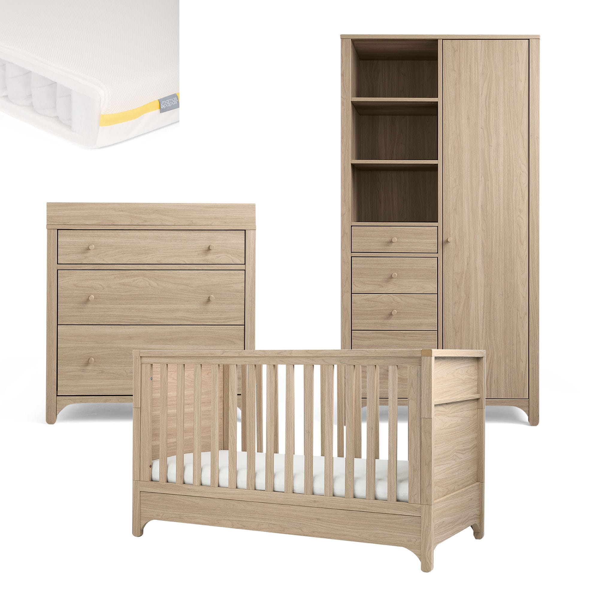 Mamas & Papas Barton 3 Piece Range in Natural Oak Nursery Room Sets RABTQ1400-02 5063229205866