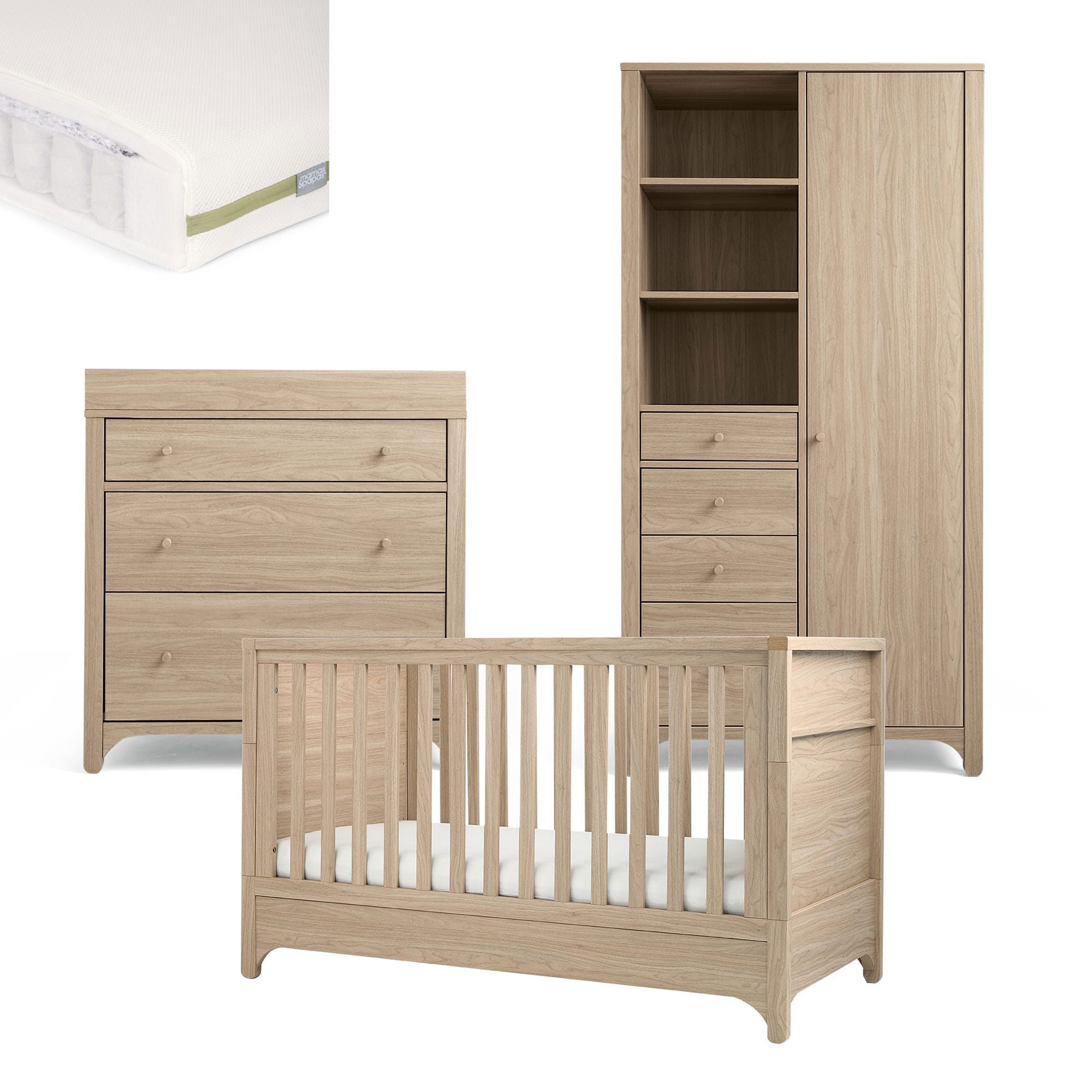 Mamas & Papas Barton 3 Piece Range in Natural Oak Nursery Room Sets RABTQ1400-03 5063229205866