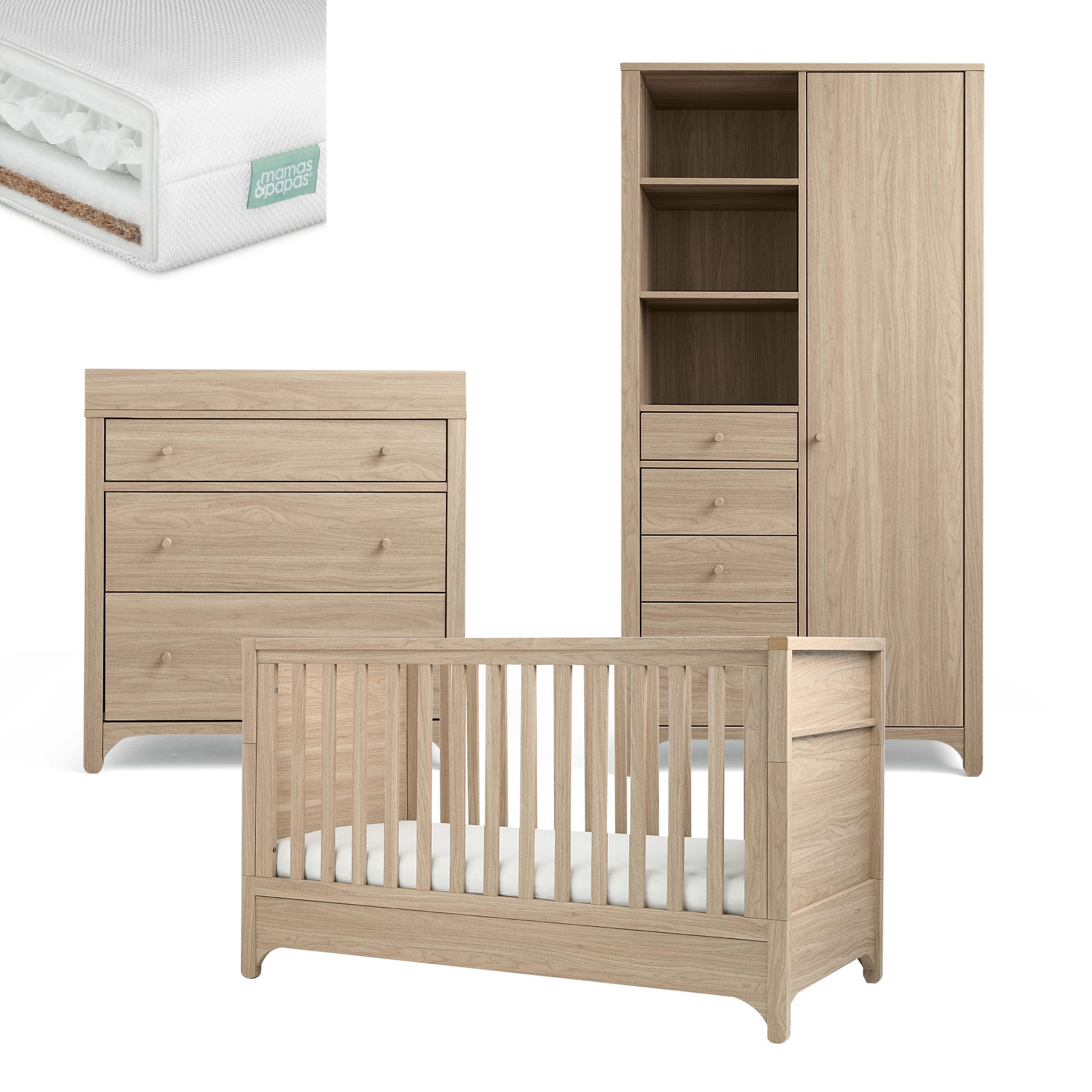 Mamas & Papas Barton 3 Piece Range in Natural Oak Nursery Room Sets RABTQ1400-04 5063229205866