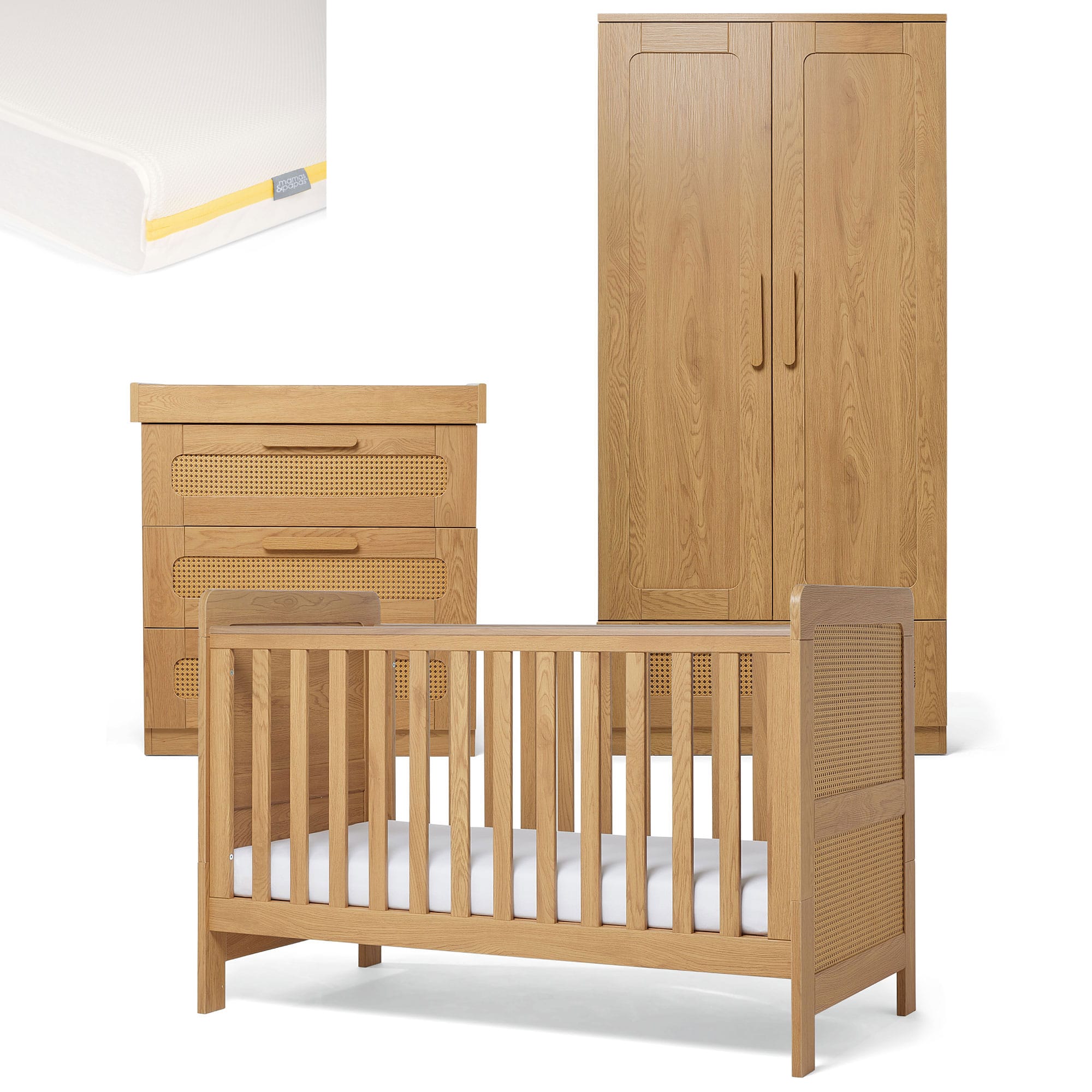 Mamas & Papas Esna 3 Piece Range in Rattan/Oak Nursery Room Sets
