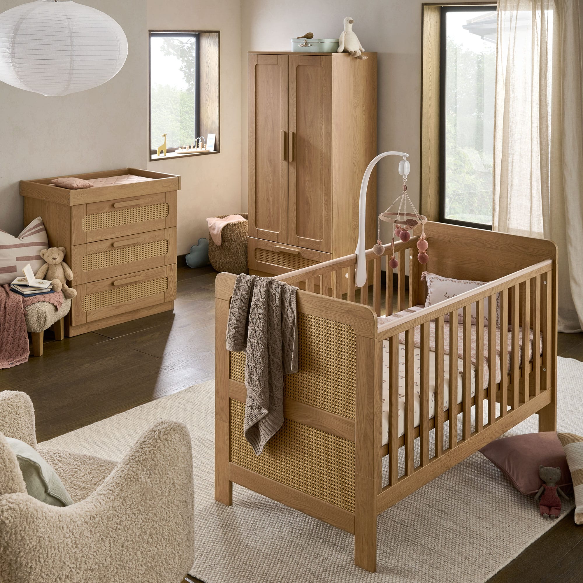 Mamas & Papas Esna 3 Piece Range in Rattan/Oak Nursery Room Sets