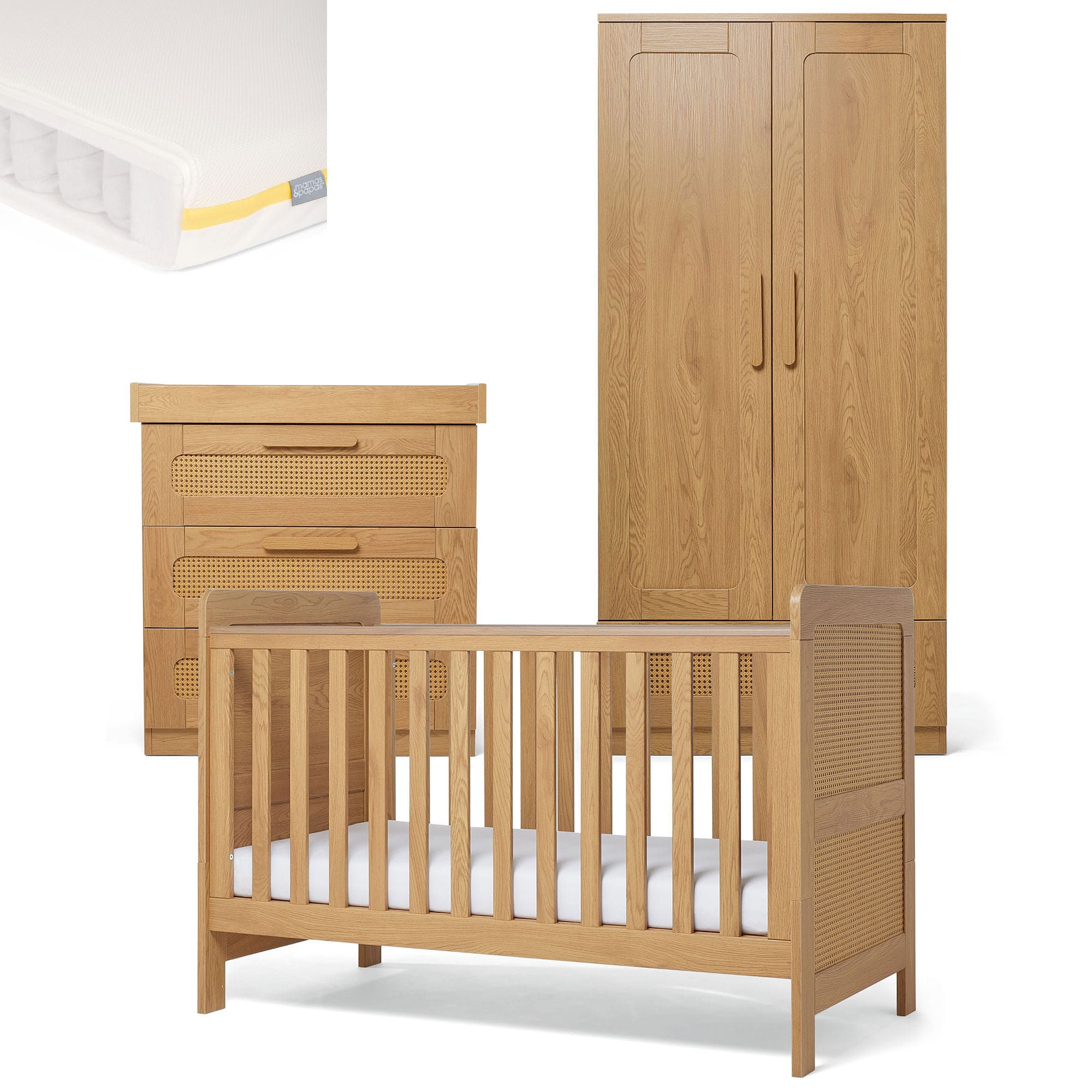 Mamas & Papas Esna 3 Piece Range in Rattan/Oak Nursery Room Sets RAES1RA00-01 5063229160011