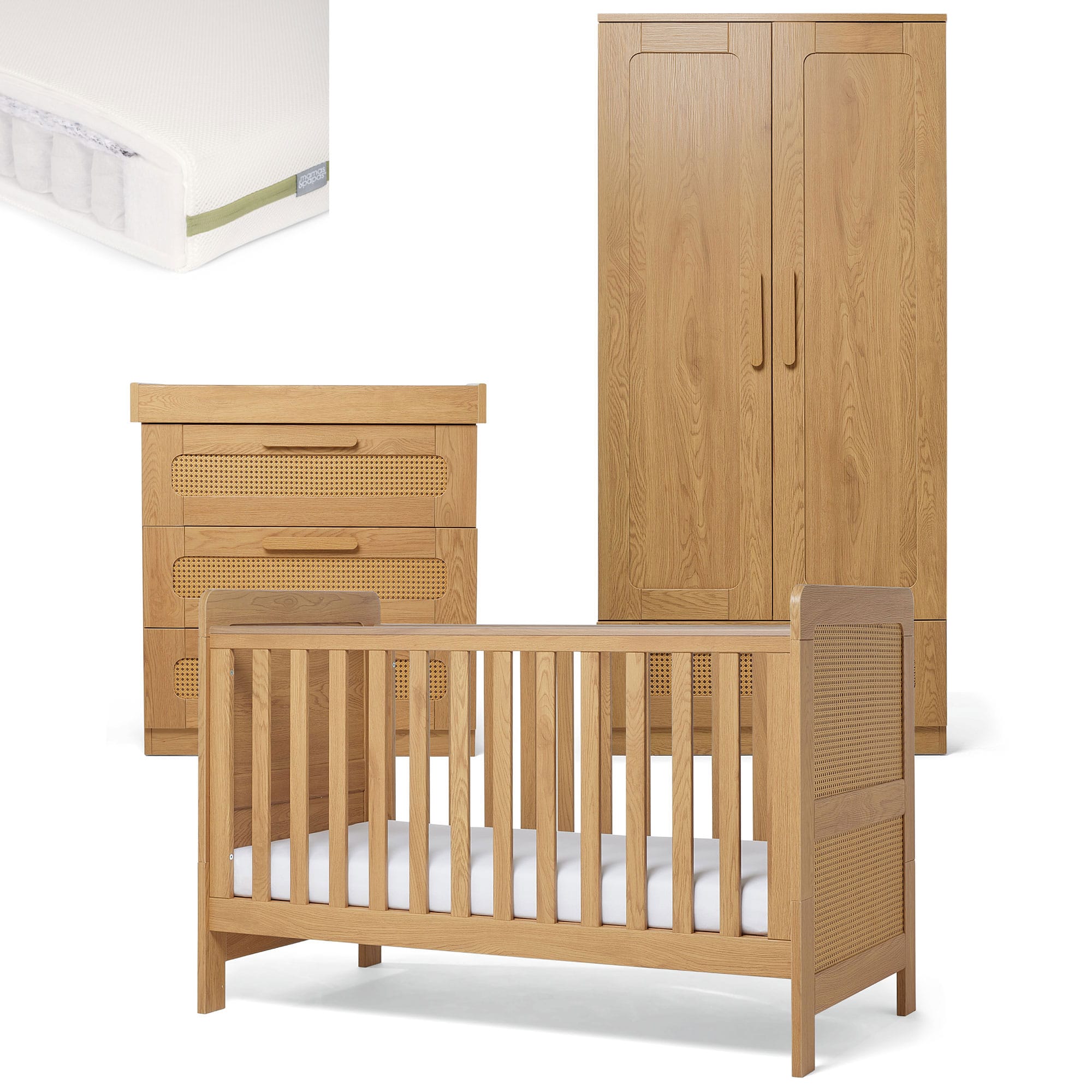 Mamas & Papas Esna 3 Piece Range in Rattan/Oak Nursery Room Sets RAES1RA00-03 5063229160011