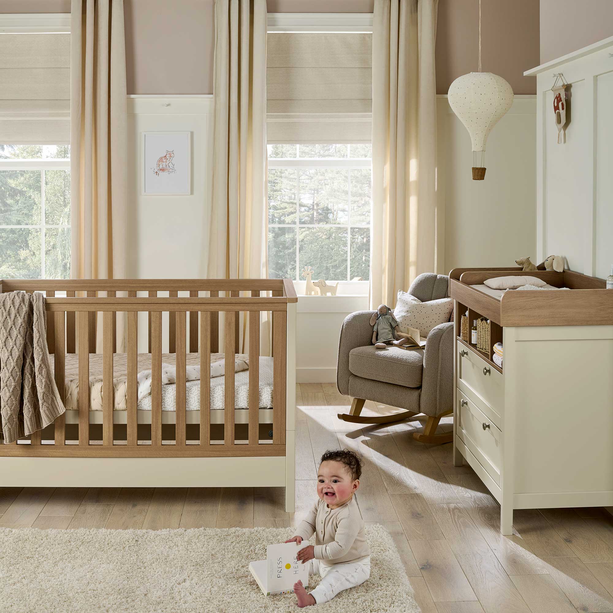 Mamas & Papas Harwell 2 Piece Cotbed & Dresser Roomset Cashmere Nursery Room Sets