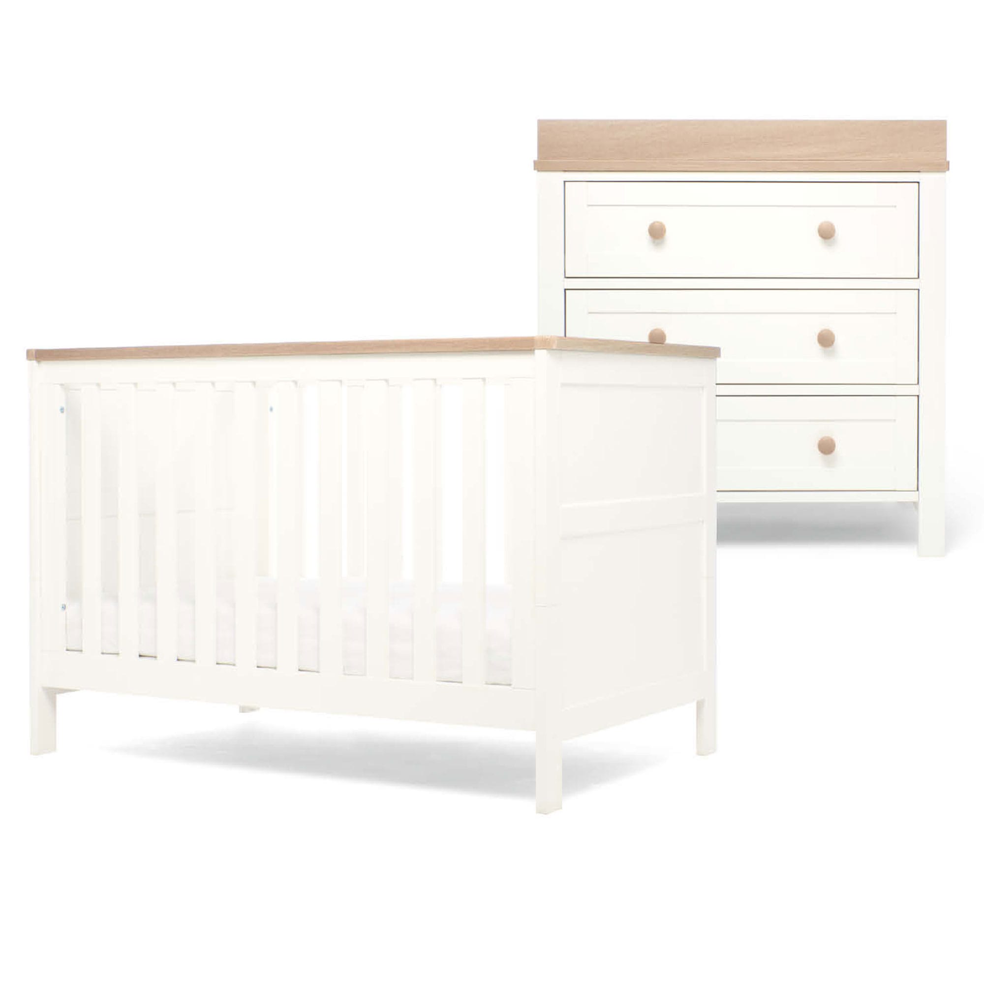 Mamas & Papas Wedmore 2 Piece Convertible Cot Set in White Nursery Room Sets
