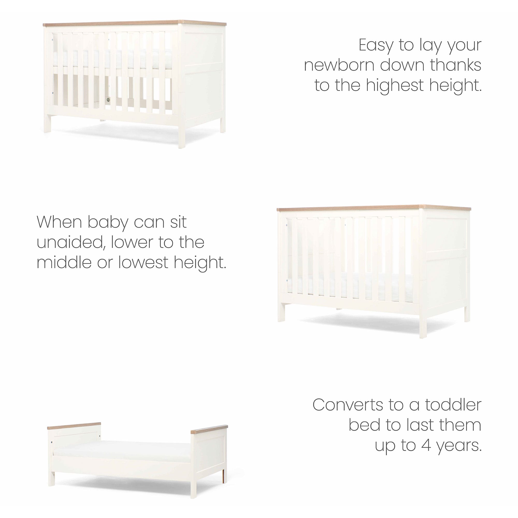 Mamas & Papas Wedmore 2 Piece Convertible Cot Set in White Nursery Room Sets