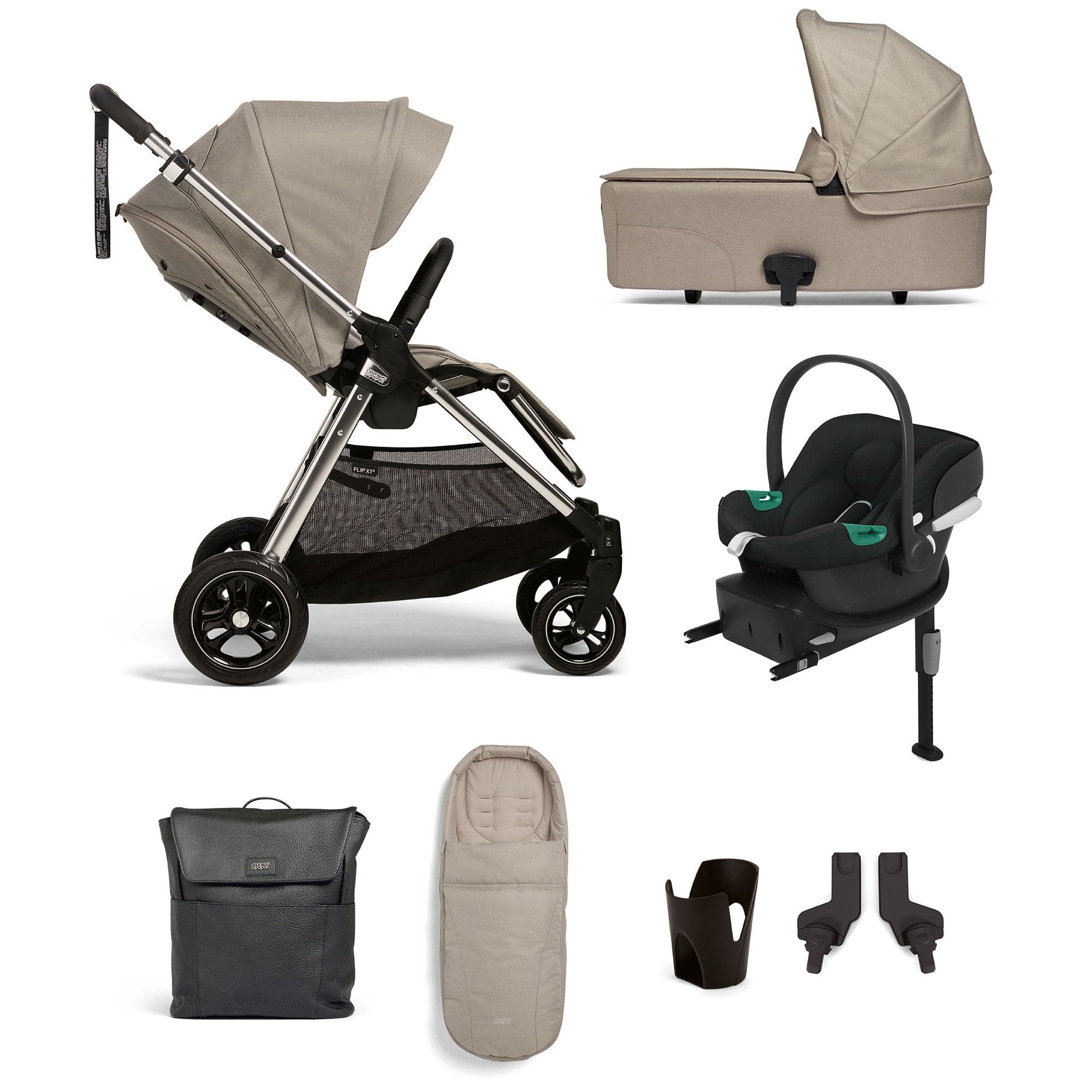 Mamas & Papas Flip XT³ 8 Piece Essentials Bundle with Car Seat in Fawn Travel Systems 61941FN00 5063229087394