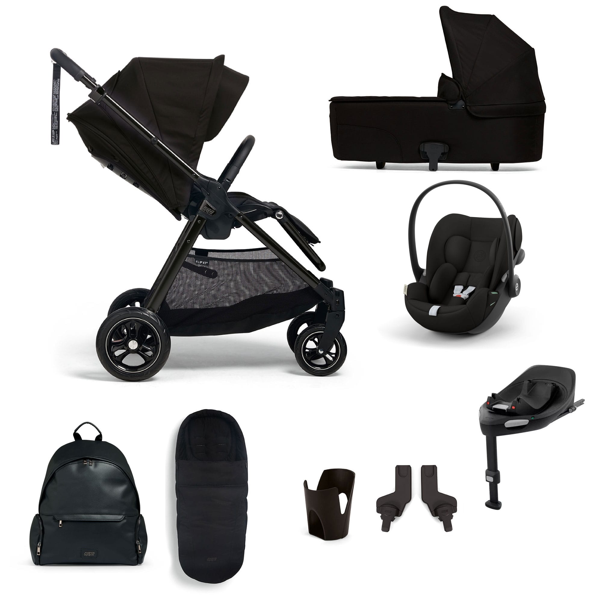Mamas & Papas Flip XT³ 8 Piece Essentials Bundle with Car Seat in Ink Travel Systems 61951NK00 5063229087356