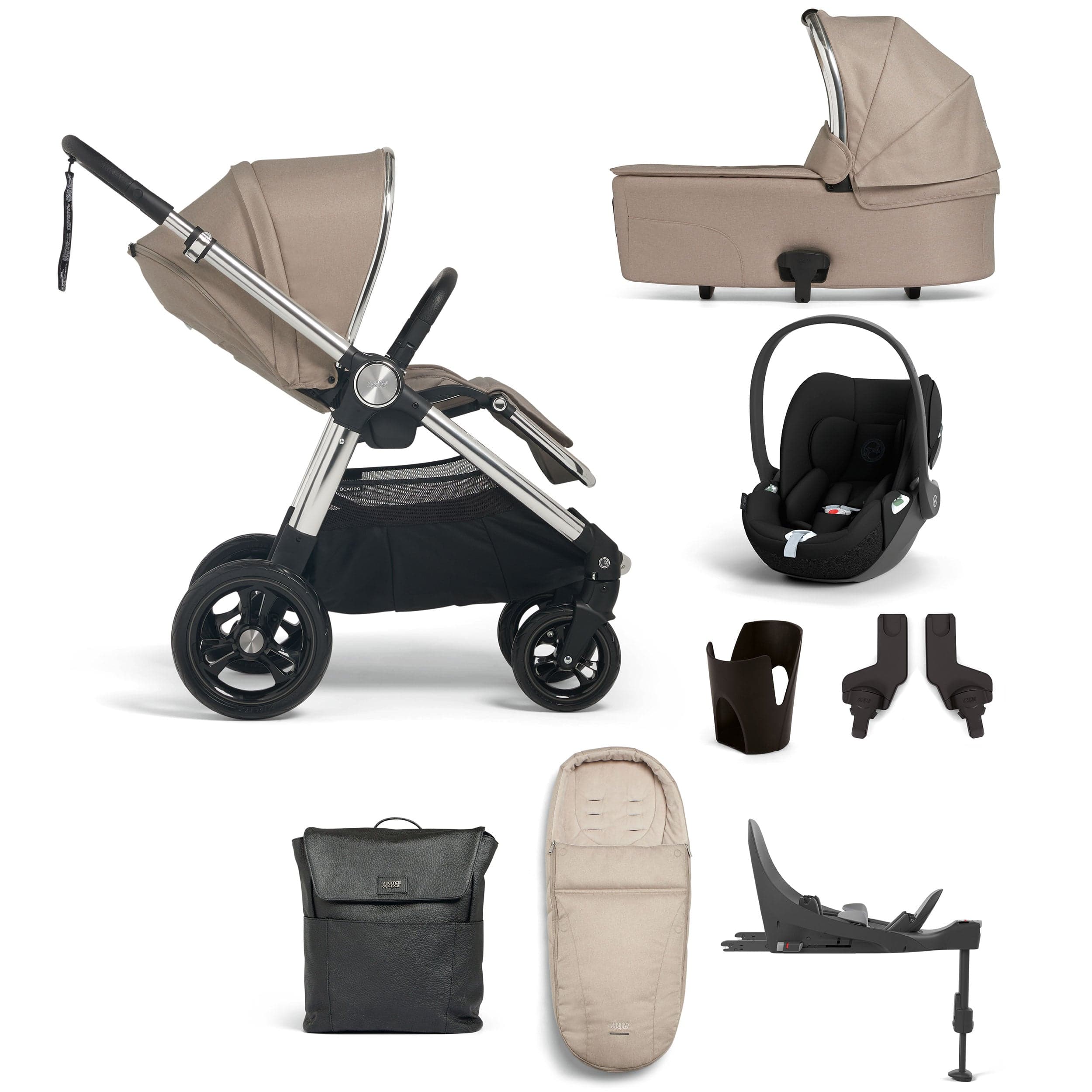 Mamas & Papas Ocarro Complete 8-Piece Cybex Bundle in Biscuit Travel Systems