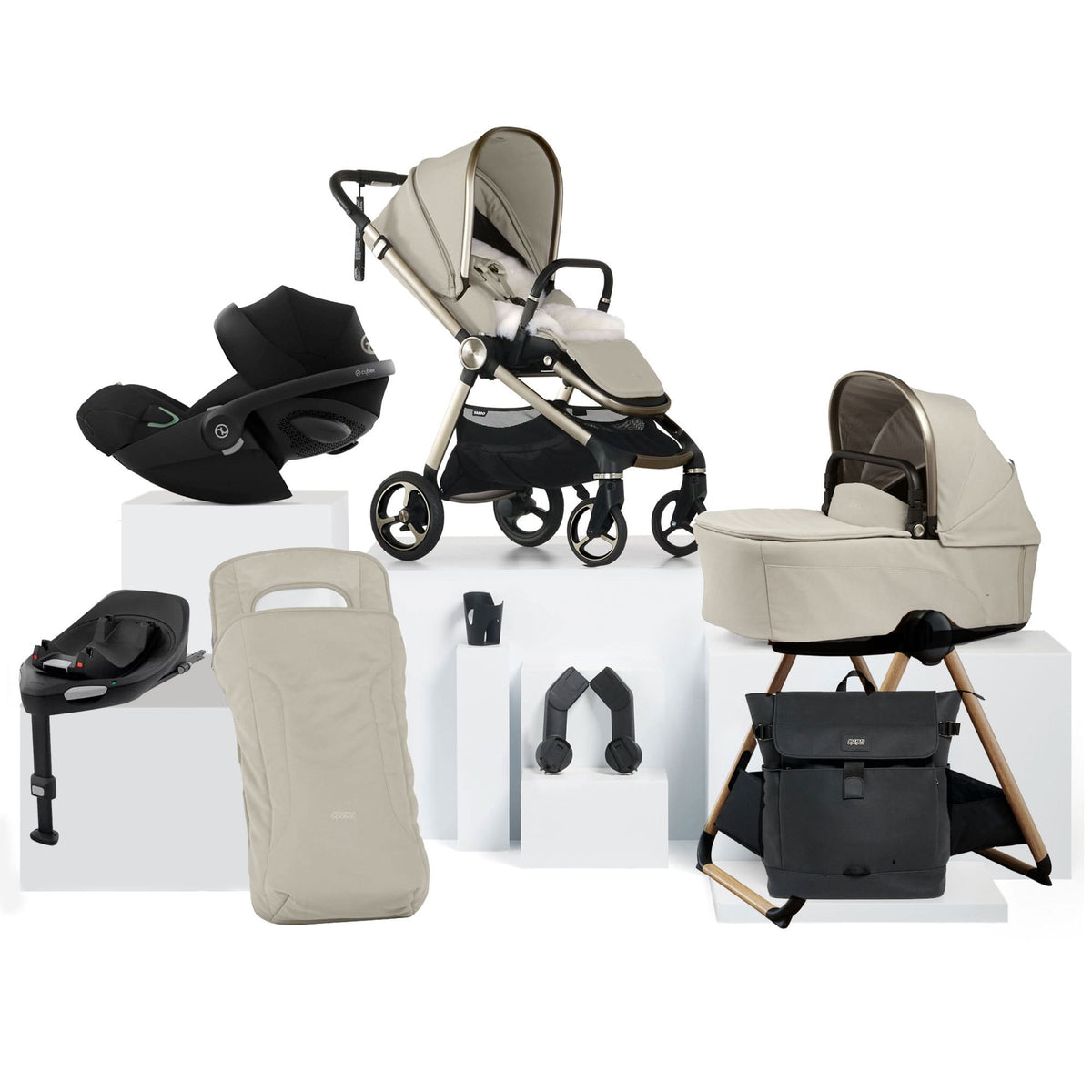 Mamas & Papas Vardo Complete Cybex Bundle in Shell Travel Systems 17415-VAR-CYB-G 5063229326196