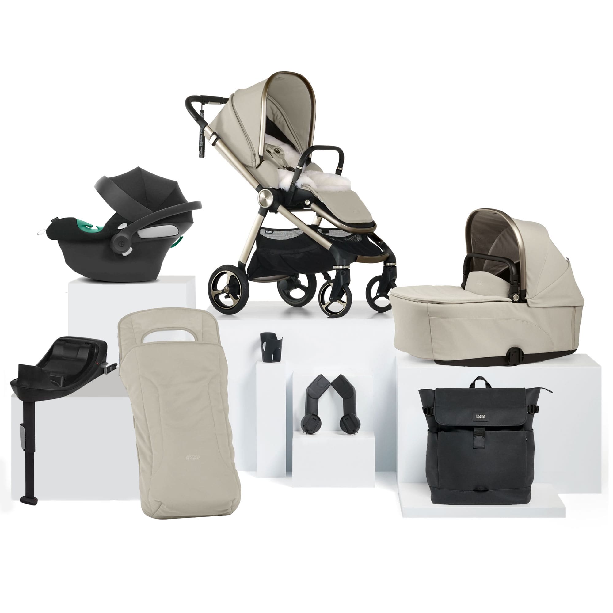 Mamas & Papas Vardo Complete Cybex Bundle in Shell Travel Systems 5242S4301 5063229180309
