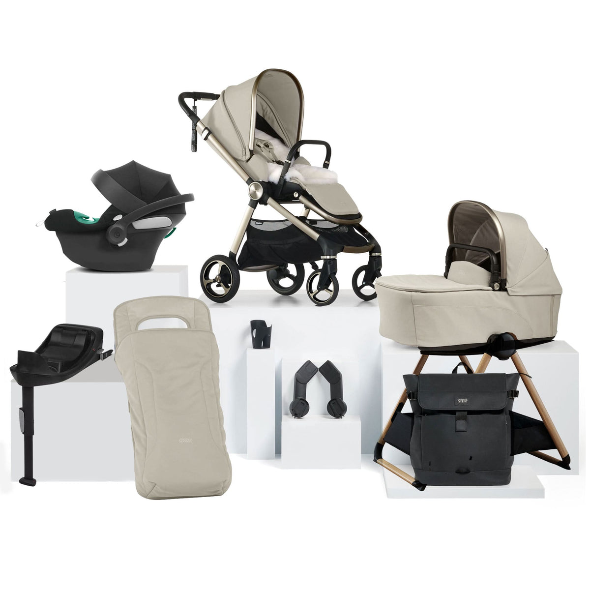 Mamas & Papas Vardo Complete Cybex Bundle in Shell Travel Systems 5242S4301 5063229326196