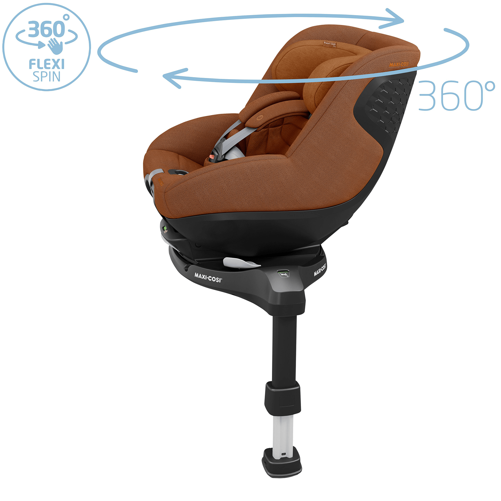Maxi-Cosi Pearl 360 Pro & FamilyFix 360 Pro in Authentic Cognac Baby Car Seats 8053650110-1 8712930184690