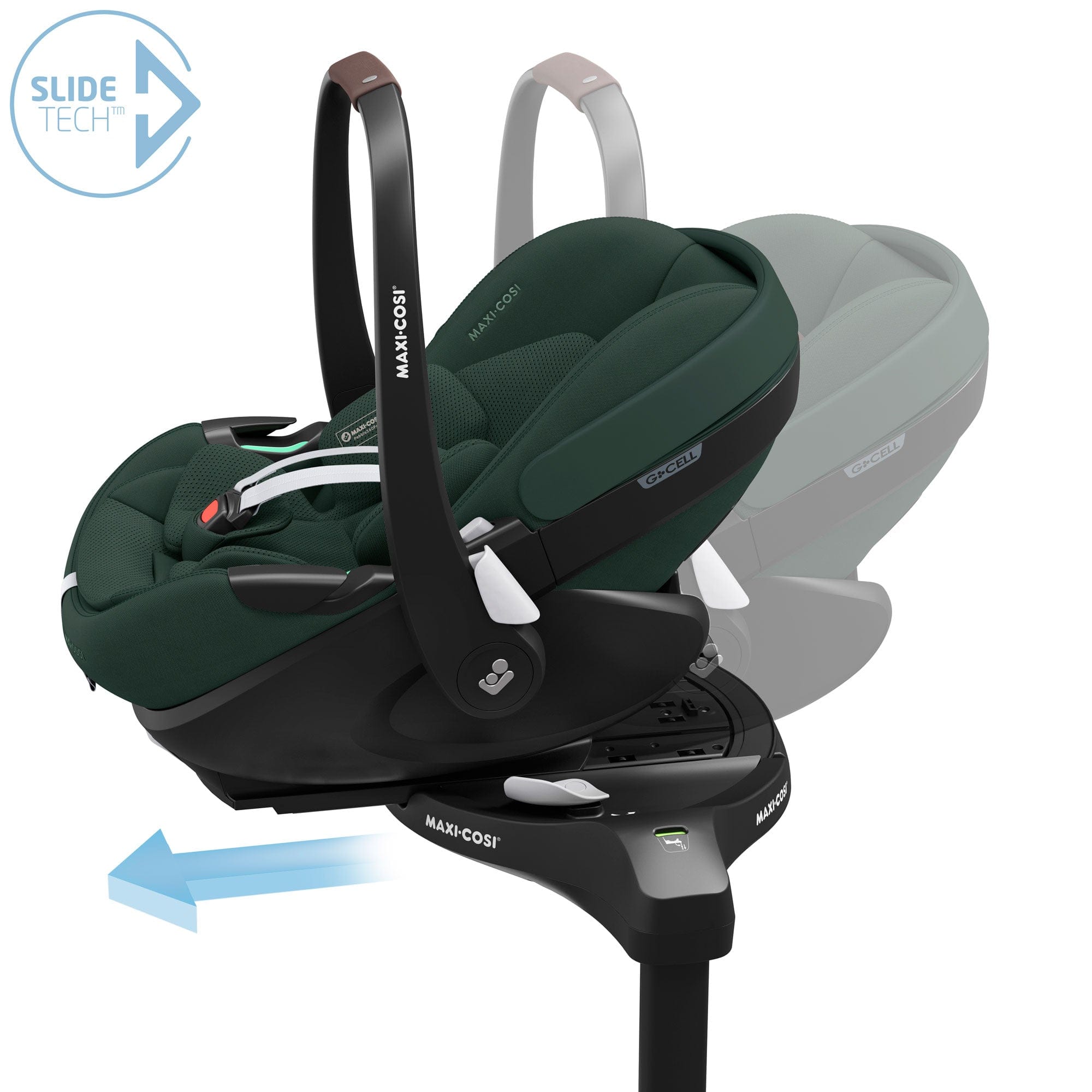 maxi cosi pebble slidetech Maxi-Cosi Pebble 360 Pro V2 in Twillic Green