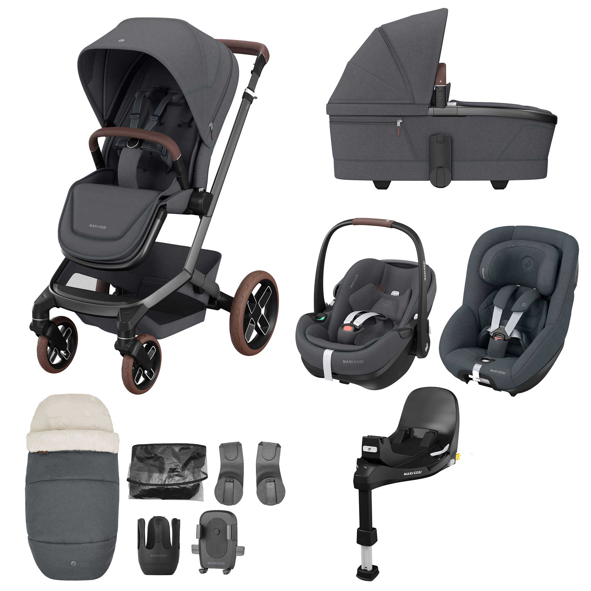 Maxi-Cosi FAME 10 Piece Premium Family 360 Pro Bundle in Twillic Graphite Travel Systems KF10000132 8712930023760