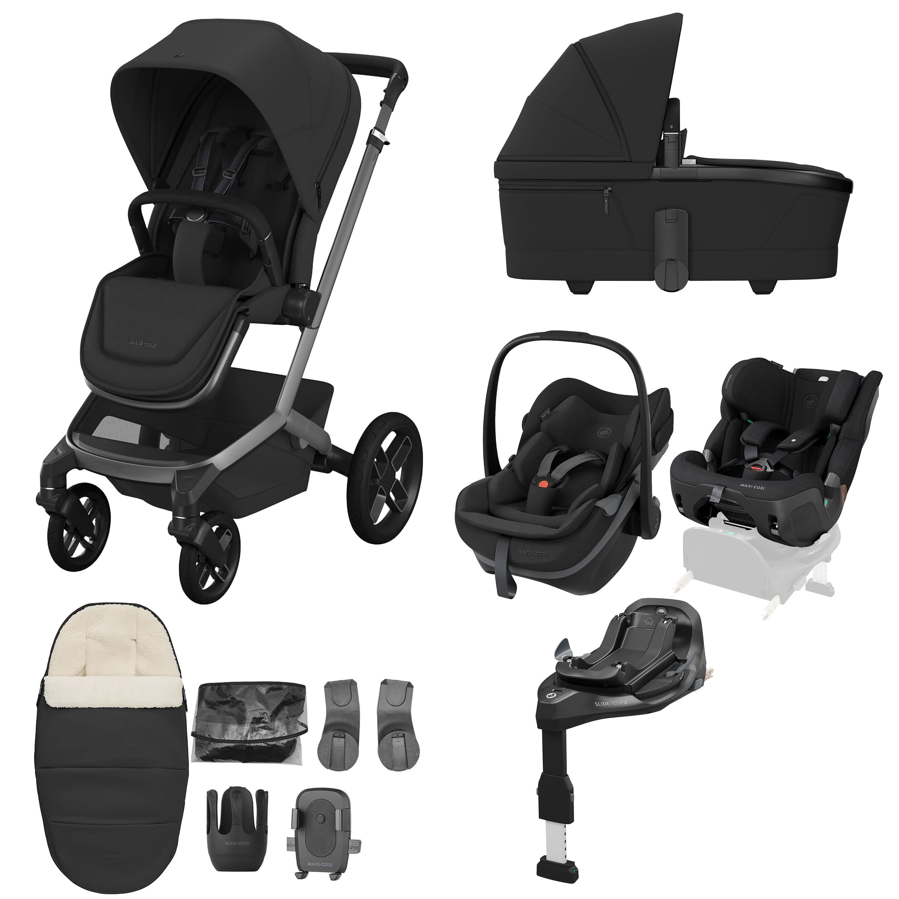 Maxi-Cosi Fame 10 Piece Premium Family XL Bundle in Onyx Black Travel Systems KF10000237 8720291004250