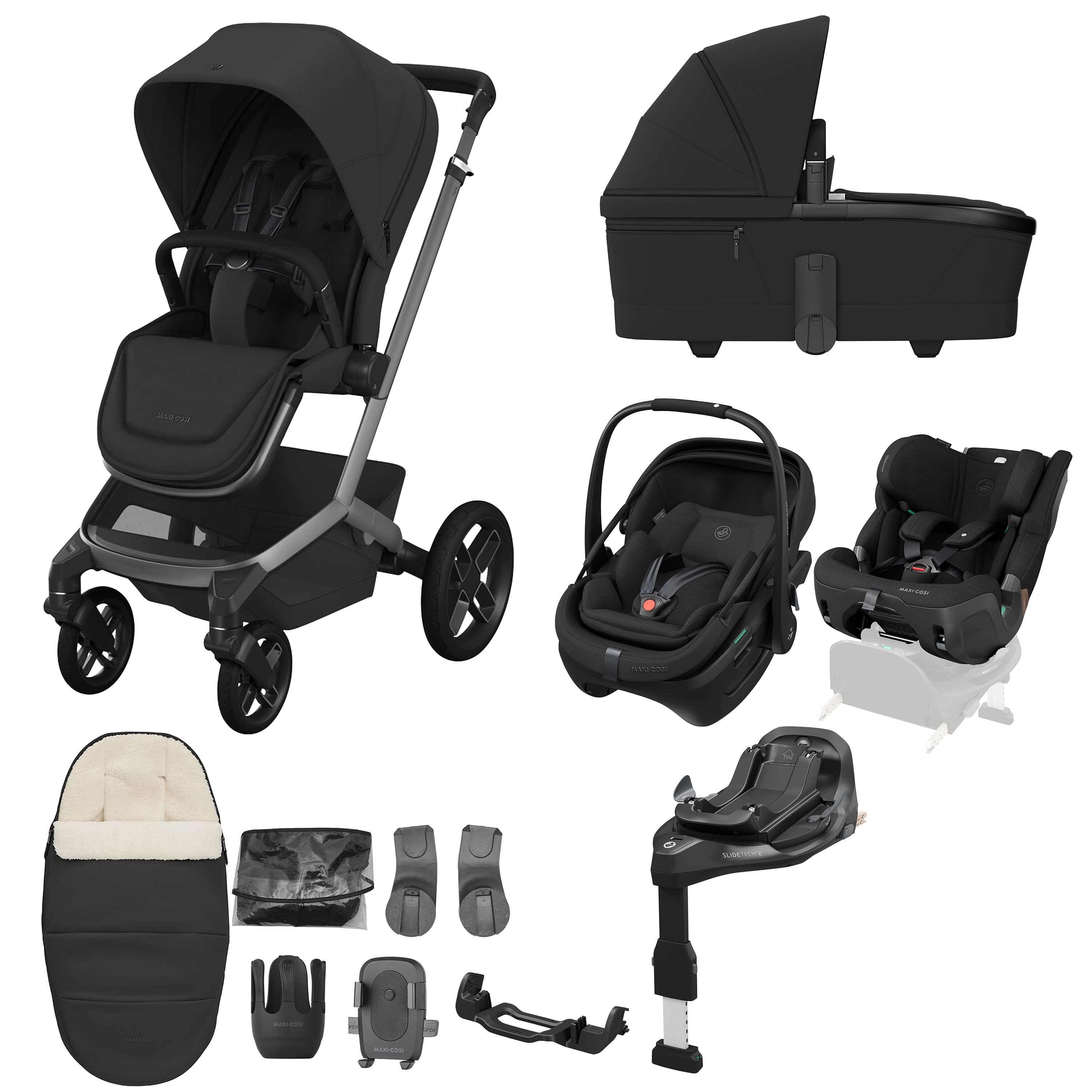 Maxi-Cosi Fame 10 Piece Ultimate Family XL Bundle in Onyx Black Travel Systems KF10000244 8720291004342