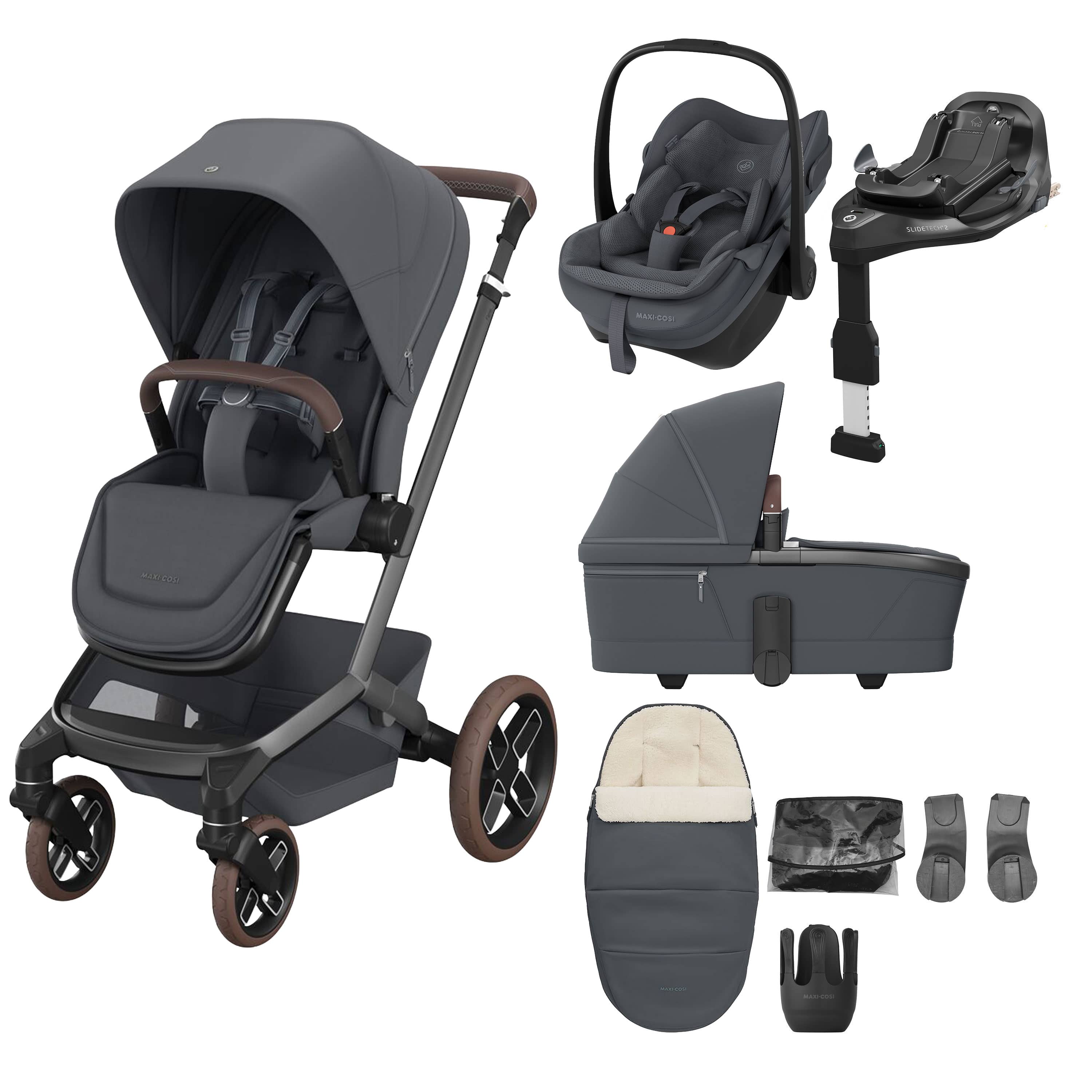 Maxi-Cosi Fame 8 Piece Premium Bundle in Moon Graphite Travel Systems KF10000235 8720291004267
