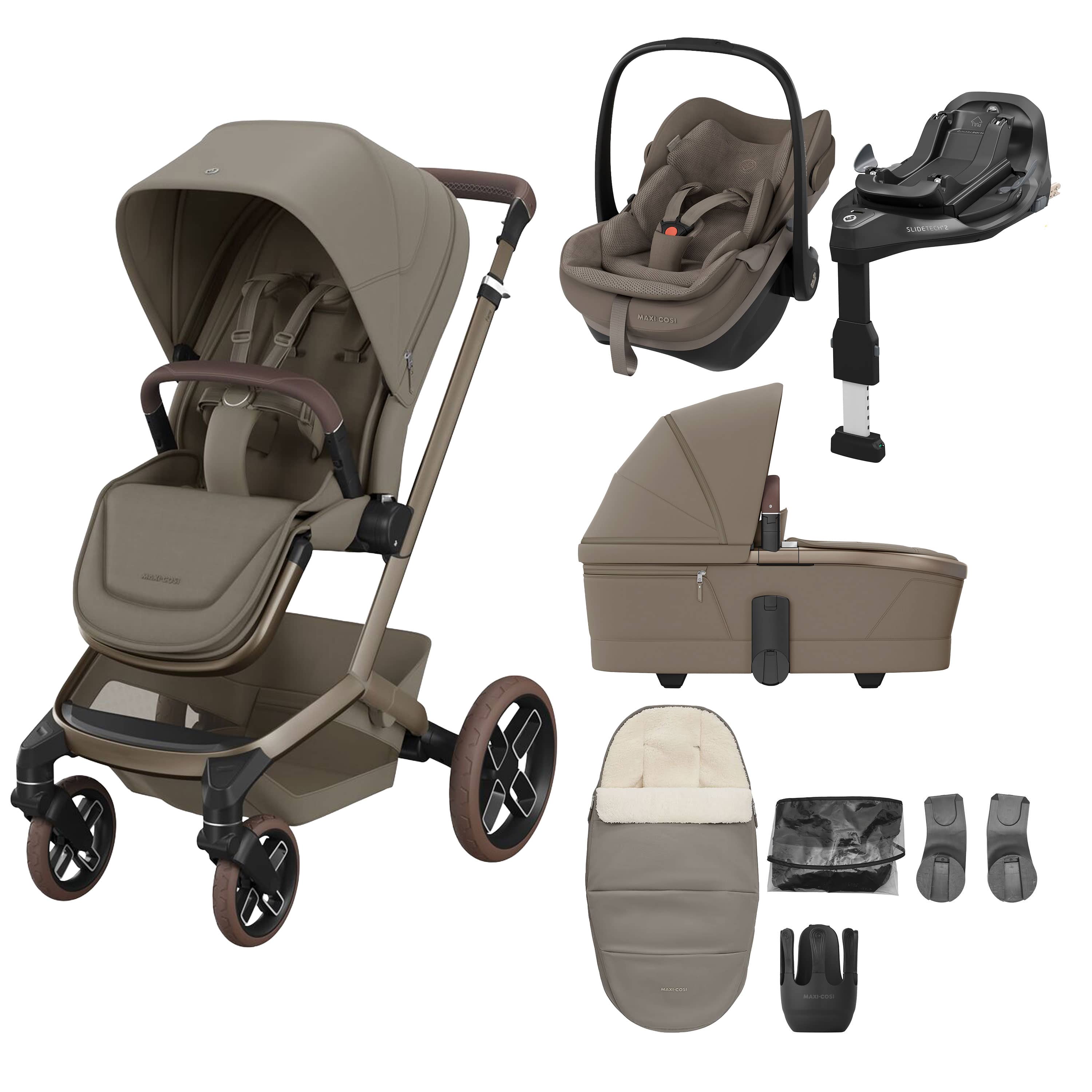 Maxi-Cosi Fame 8 Piece Premium Bundle in Oak Truffle Travel Systems KF10000162 8712930187905