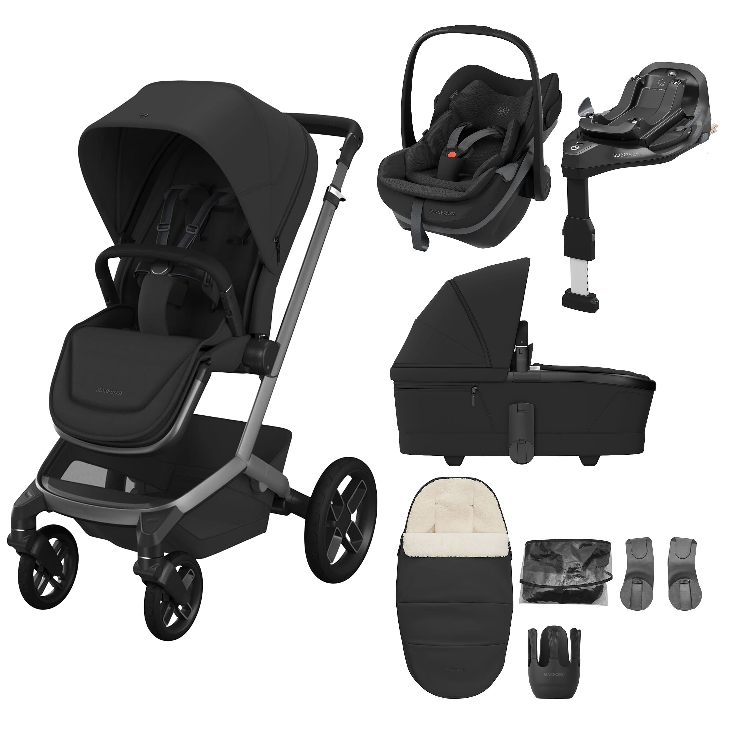 Maxi-Cosi Fame 8 Piece Premium Bundle in Onyx Black Travel Systems KF10000160 8712930187882