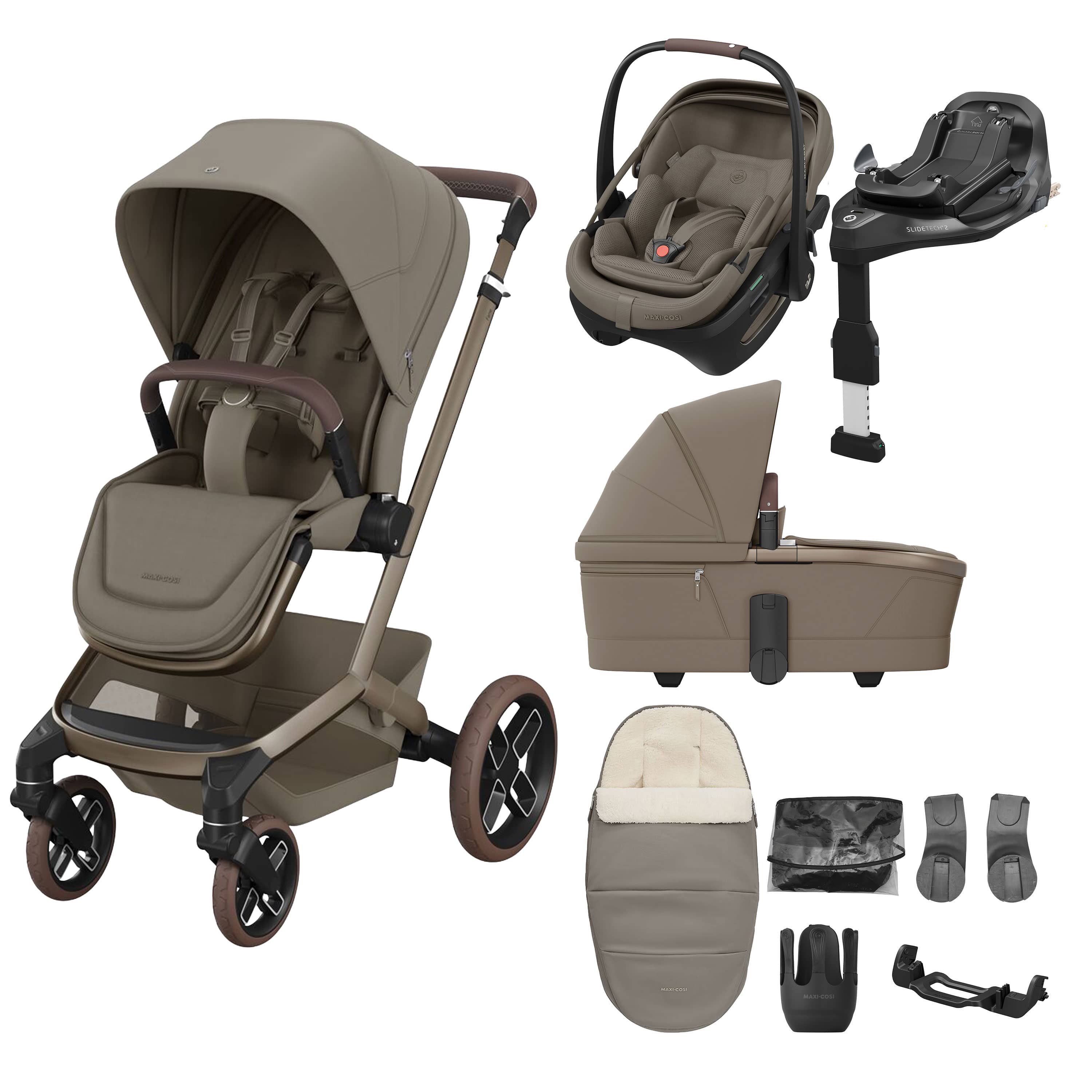Maxi-Cosi Fame 8 Piece Ultimate Bundle in Oak Truffle Travel Systems KF10000165 8712930187936