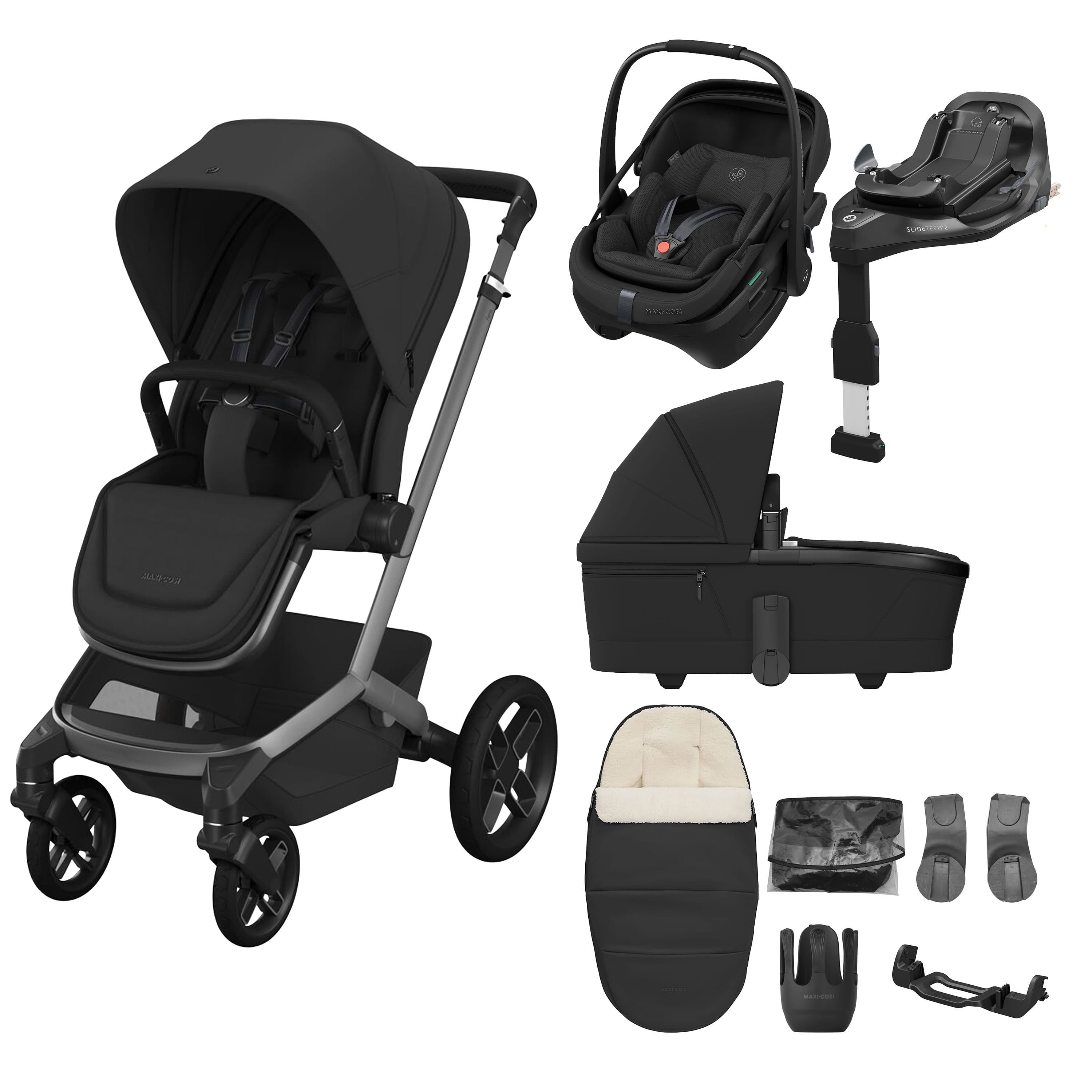 Maxi-Cosi Fame 8 Piece Ultimate Bundle in Onyx Black Travel Systems KF10000163 8712930187912