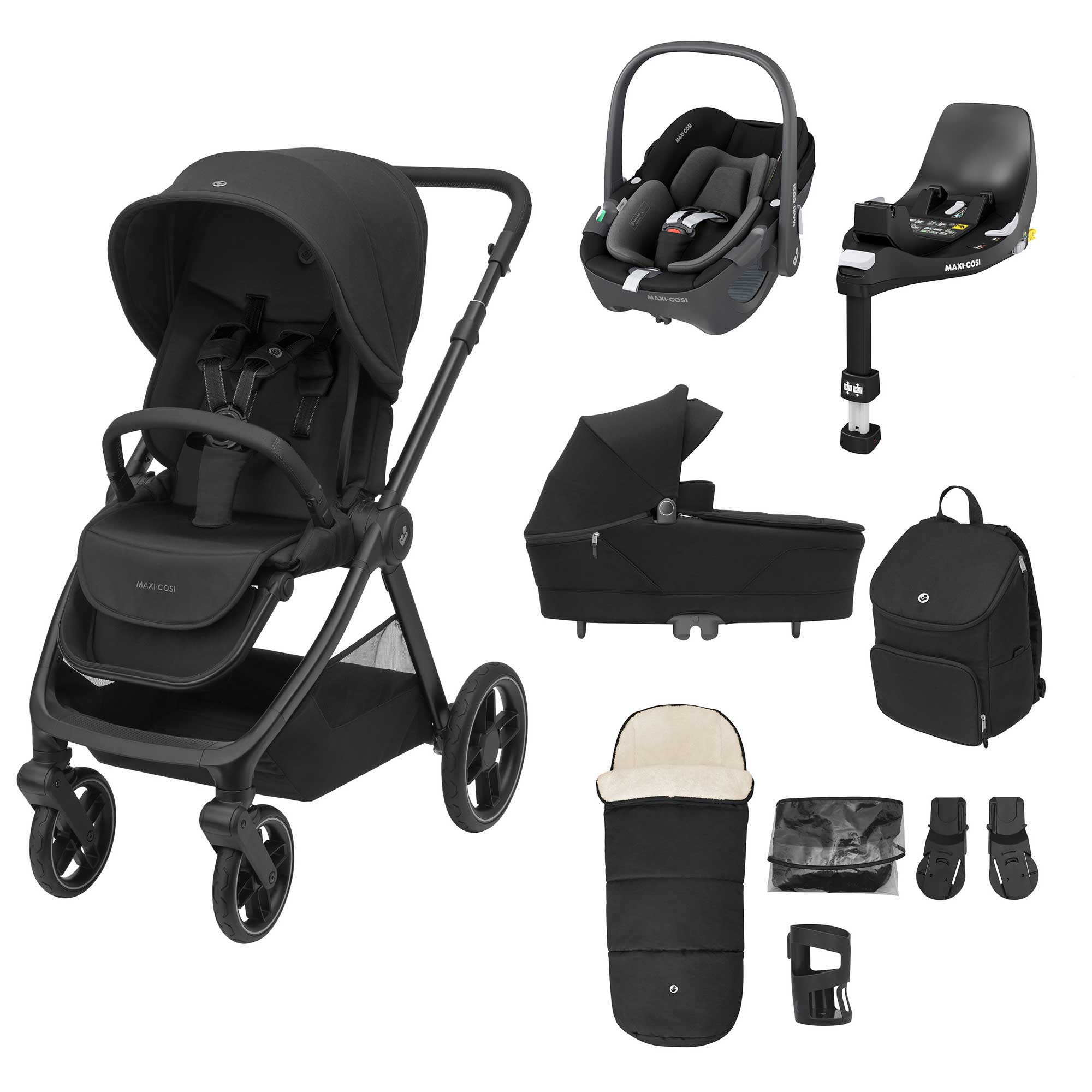 Maxi-Cosi Oxford+ 9 Piece Complete 360 Bundle in Twillic Black Travel Systems KF10000122 3220660010363