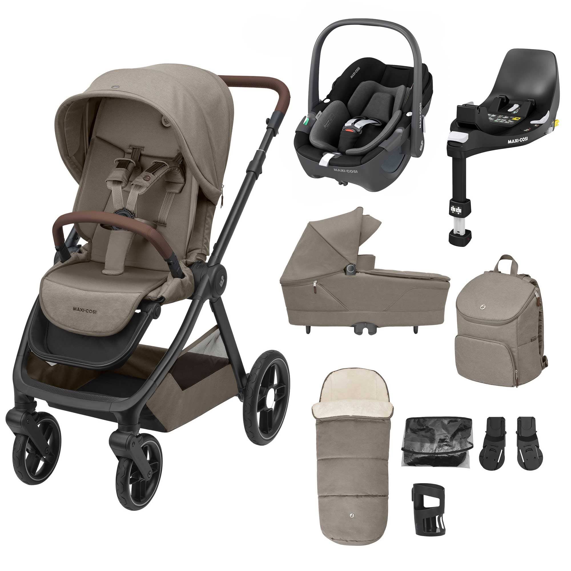 Maxi-Cosi Oxford+ 9 Piece Complete 360 Bundle in Twillic Truffle Travel Systems KF10000123 3220660010370